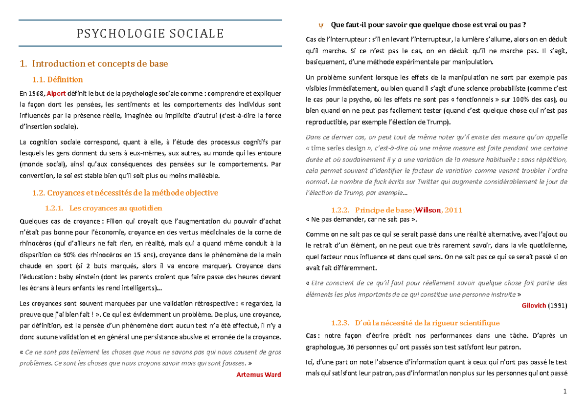 Psychologie Sociale - La Cognition Sociale Correspond, Quant à Elle, à ...