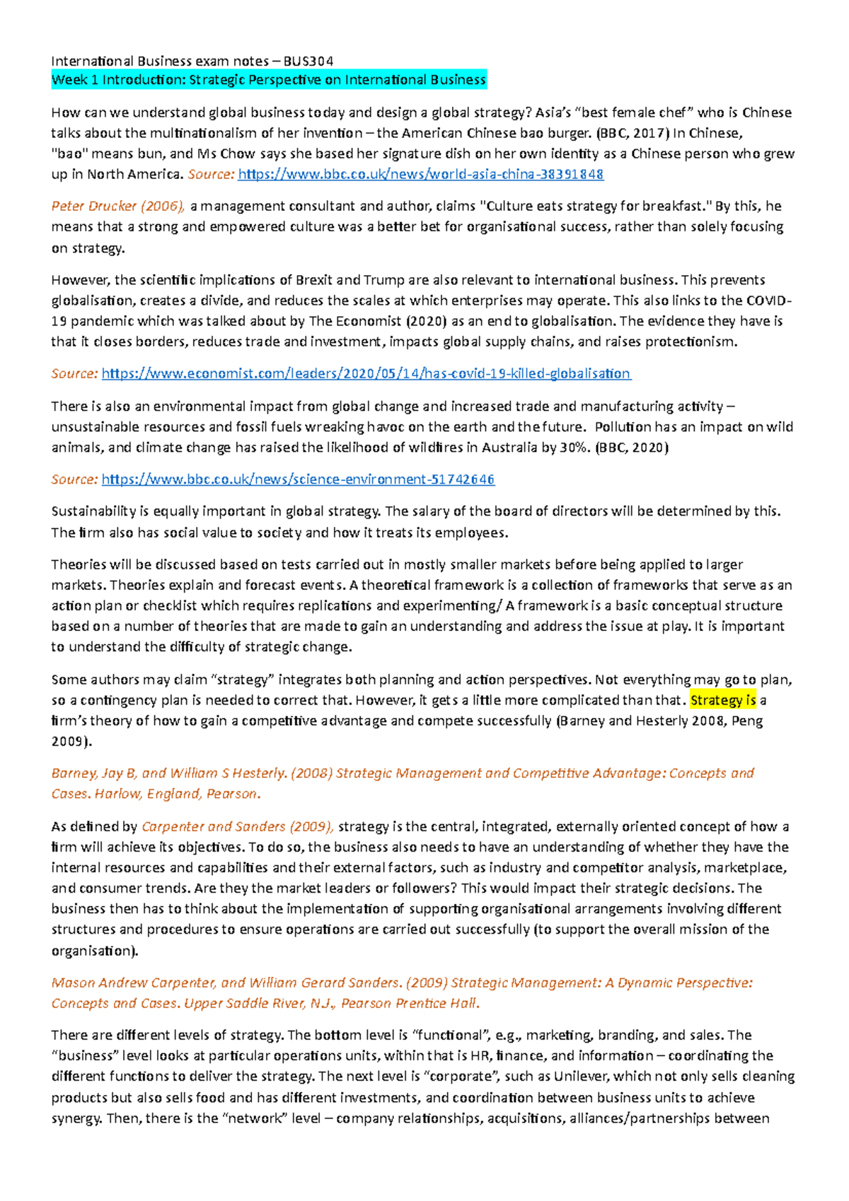International Business exam notes - Week 1 Introduction: Strategic ...