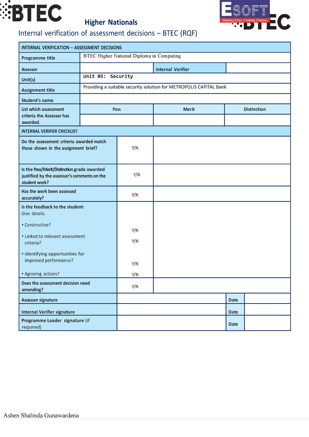 assignment of security instrument