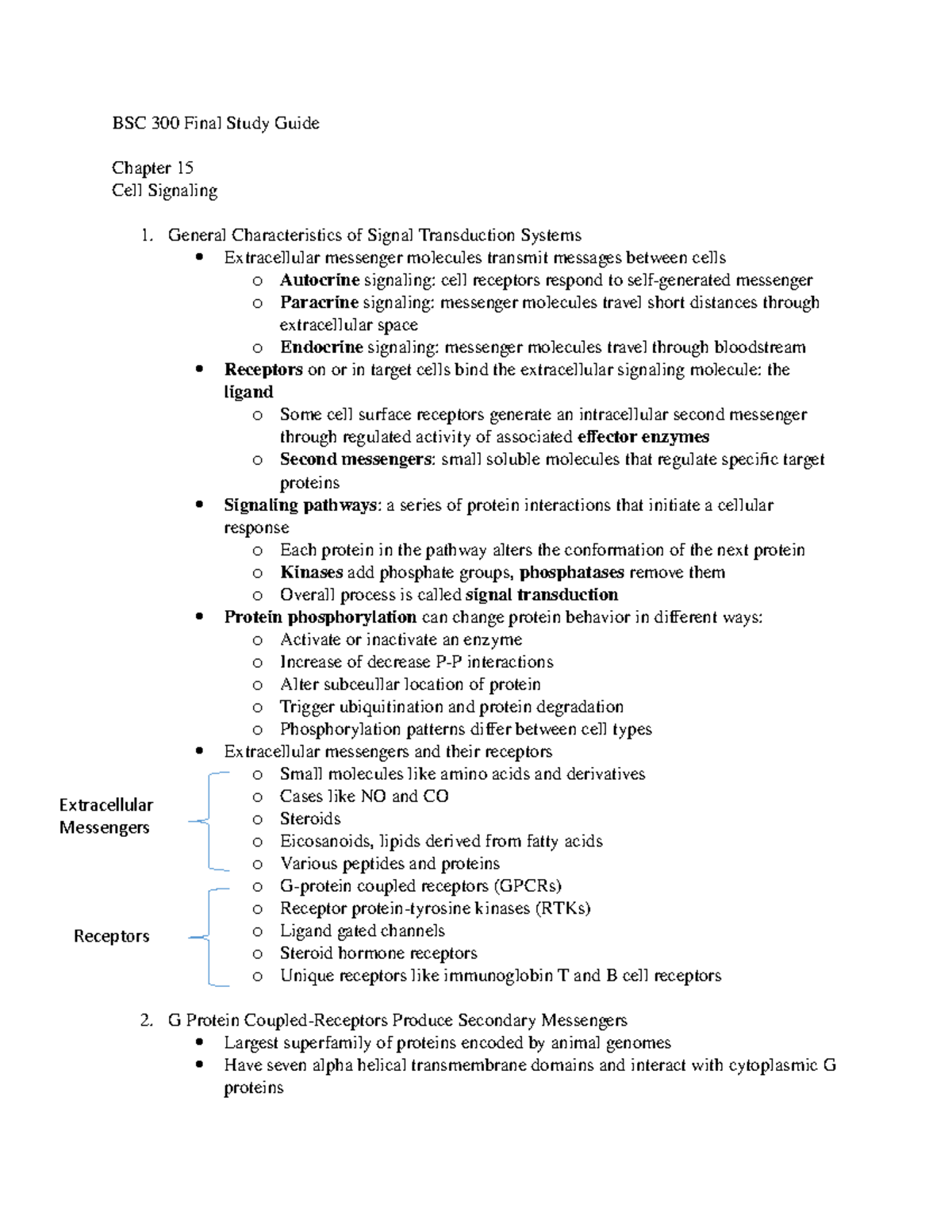 BSC 300 Final Study Guide - General Characteristics of Signal ...