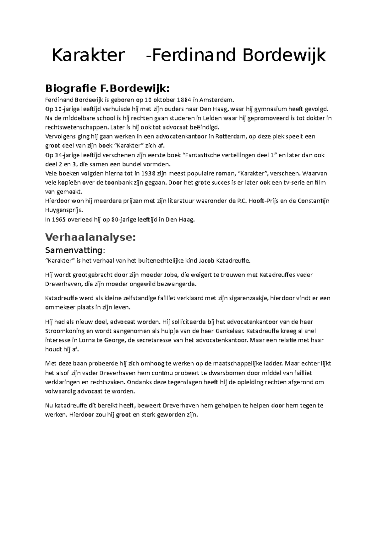 karakter-boek-dfghjklm-karakter-ferdinand-bordewijk-biografie-f