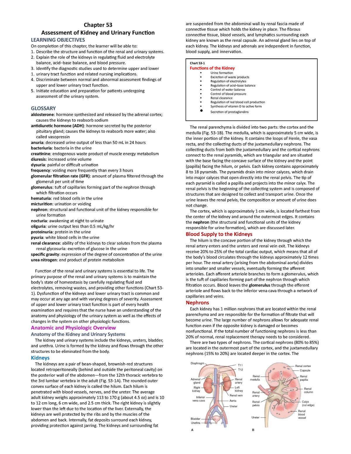 case study chapter 53 assessment of kidney and urinary function