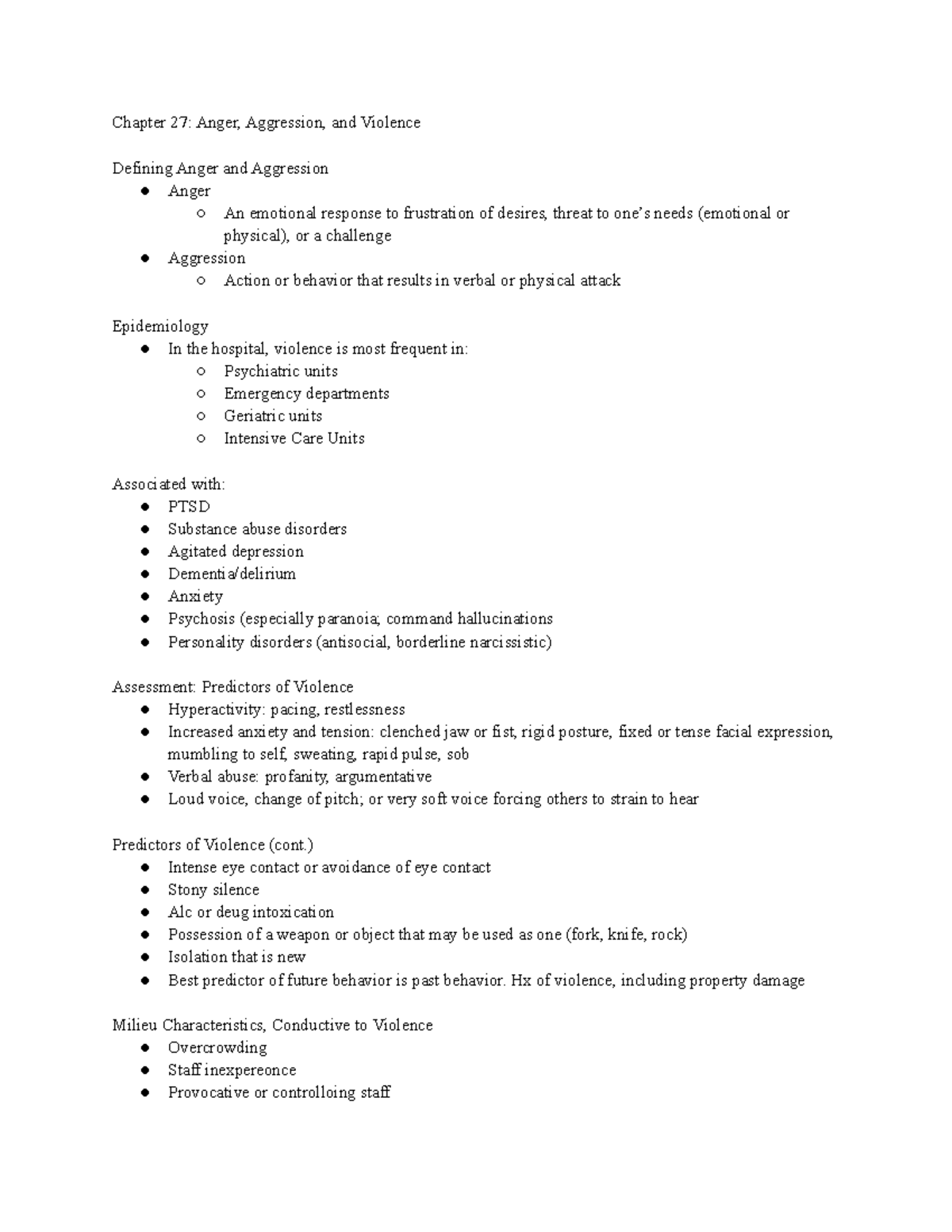 Psych Chapter 27 - Chapter 27: Anger, Aggression, And Violence Defining ...