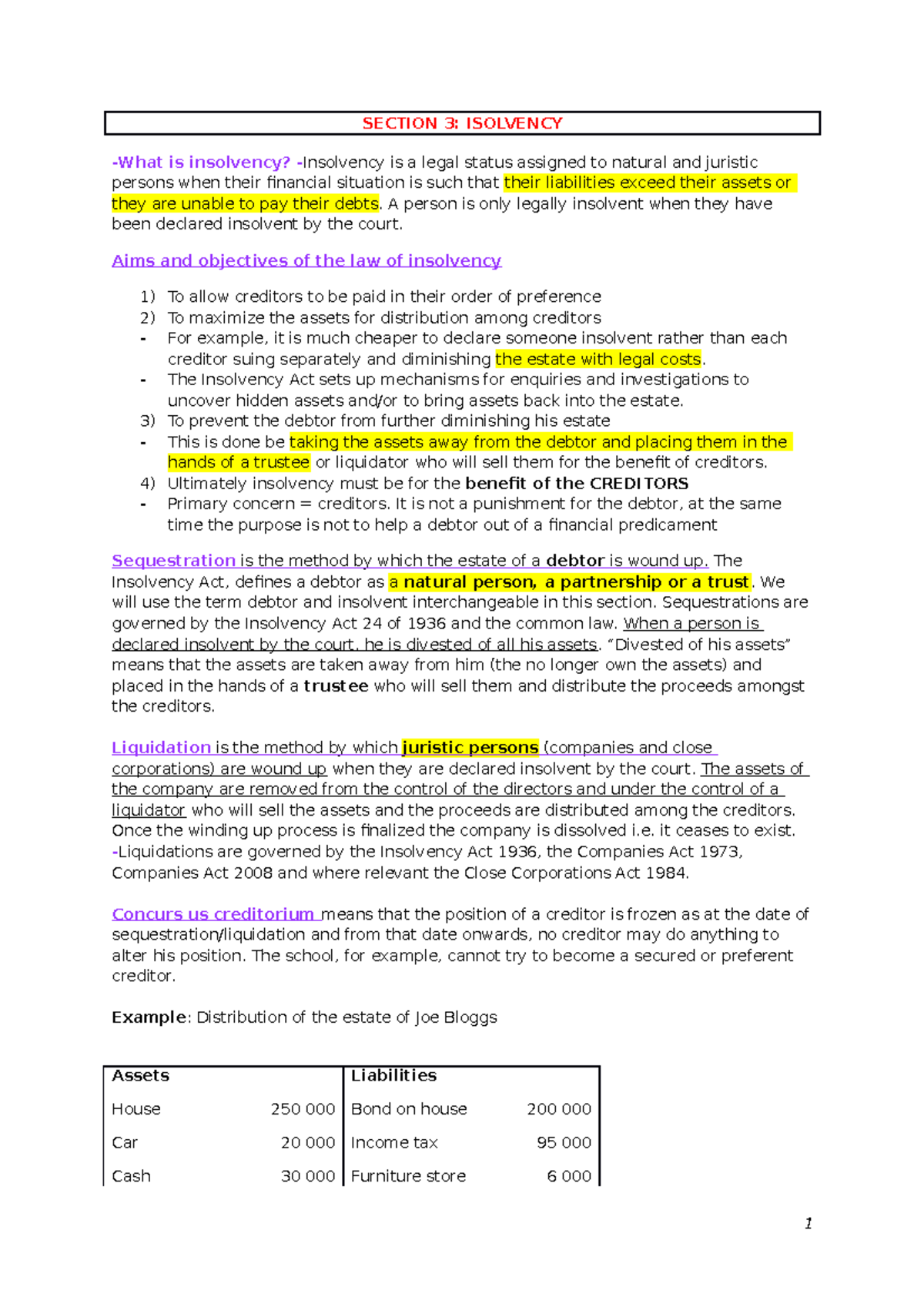 2. Insolvency - SECTION 3: ISOLVENCY -What Is Insolvency? -Insolvency ...