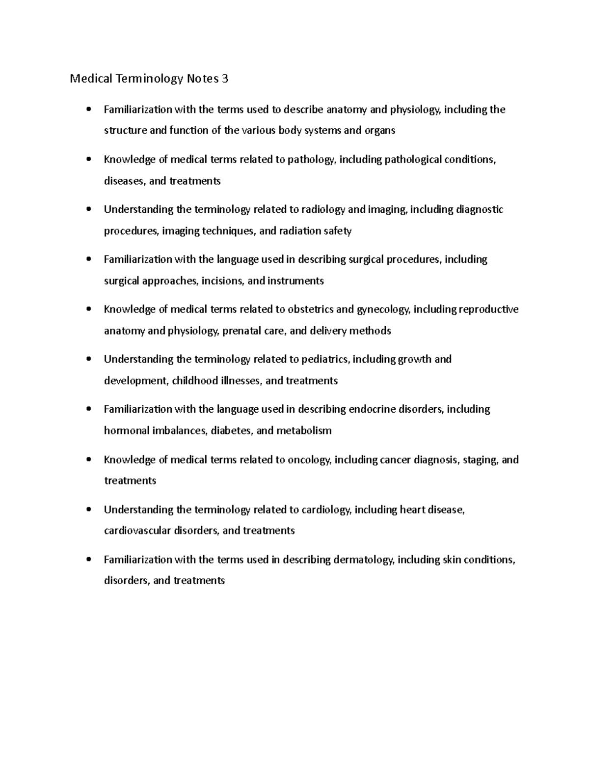 Medical Terminology Notes 3 Studocu