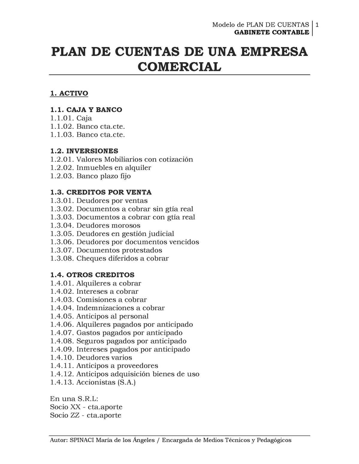 Ejemplo De Plan De Cuentas De Una Empresa Comercial O 1593