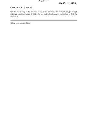 MA1511 2021S1 Rev Ex 1 (Partial Derivatives) - Revision Exercise MA ...