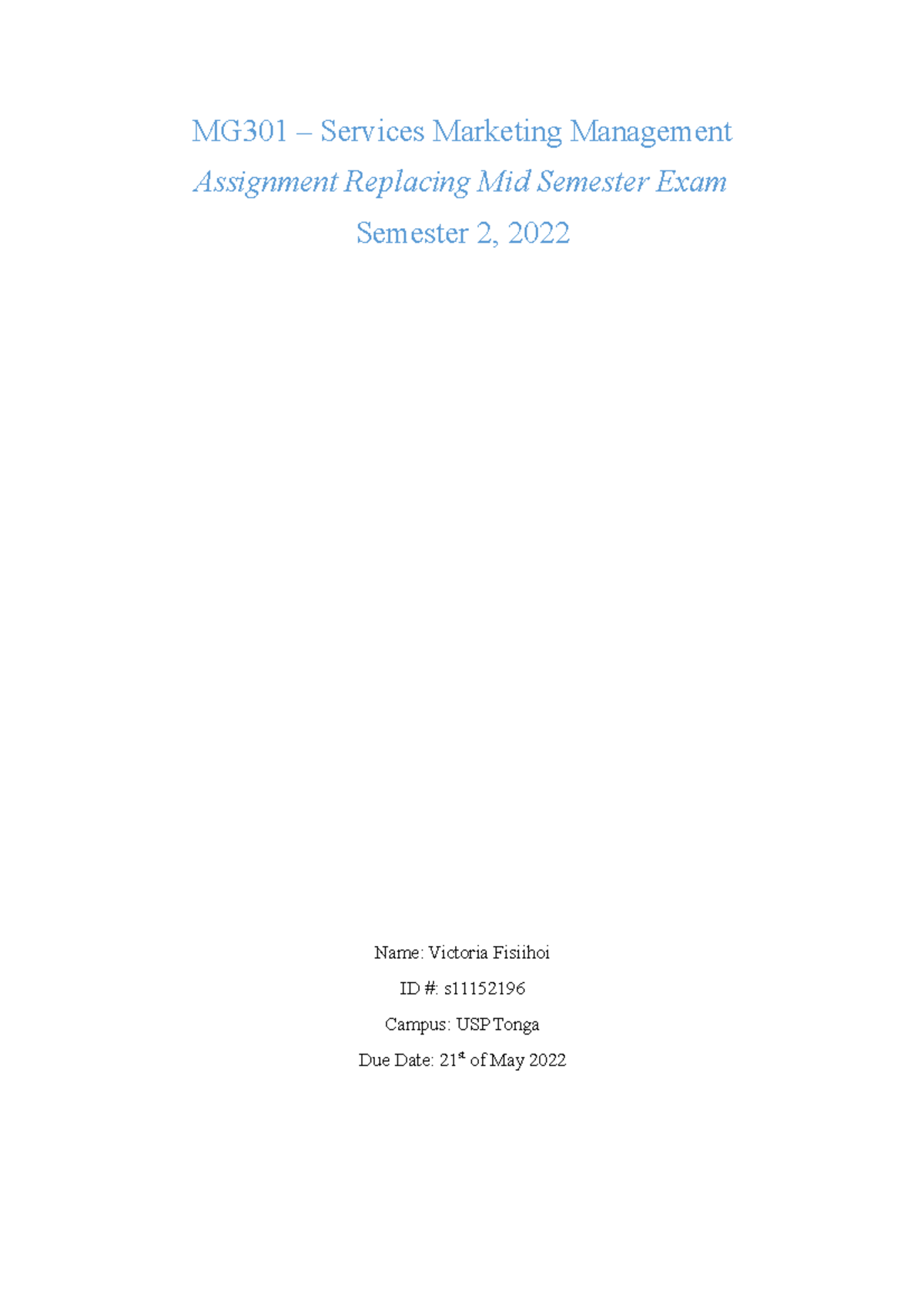 S11152196 Mg301 Mst Assignment Mg301 Services Marketing Management Assignment Replacing Mid S11152196 Mg301 Mst Assignment Mg301 Services Marketing Management Assignment Replacing Mid