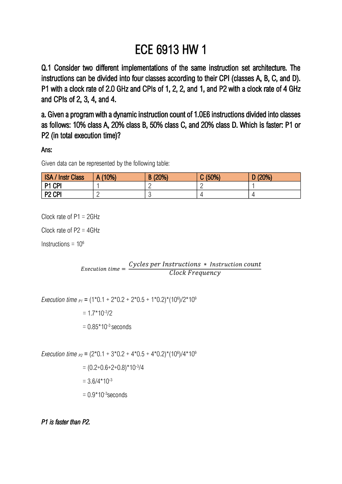 ECE 6913 HW 1 - CSA - ECE 6913 HW 1 Q Consider Two Different ...