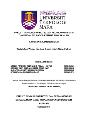 Ctu552 Group 2 Laporan Kajian Bertulis Studocu