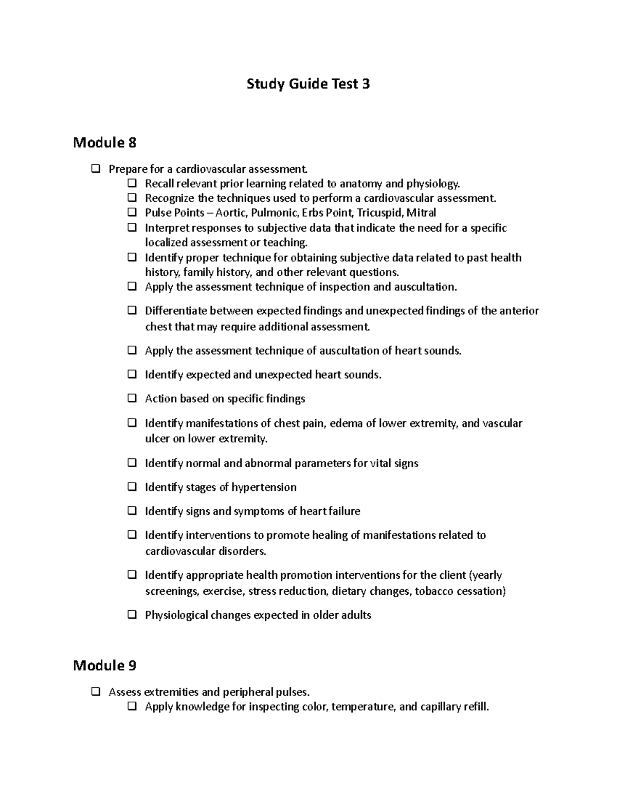 Nurs 216 Test 3 Study Guide - Study Guide Test 3 Module 8 Prepare For A ...