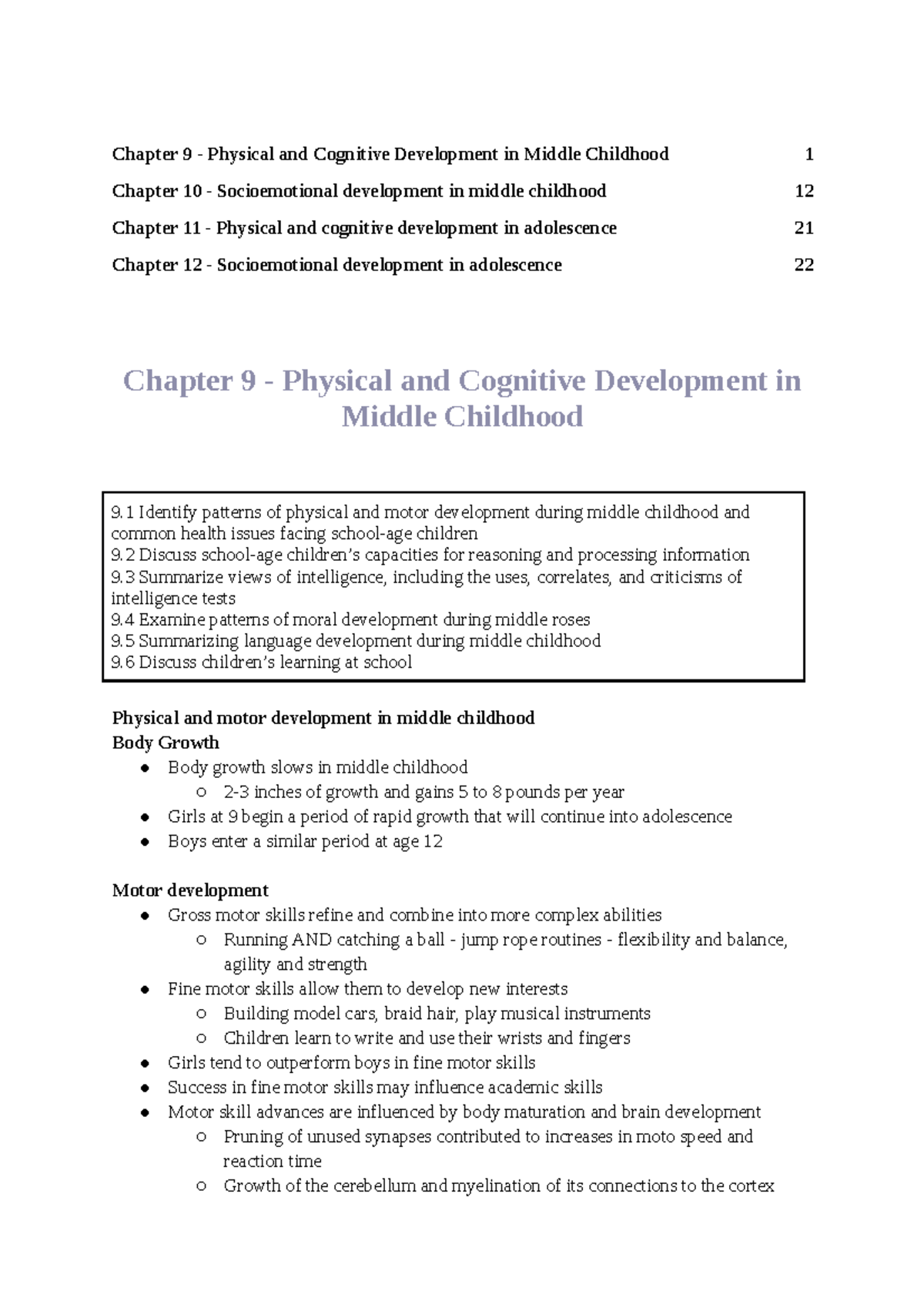 Chapter 9 physical and shop cognitive development in middle childhood