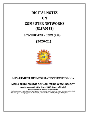 Computer Networks (R18A0518)