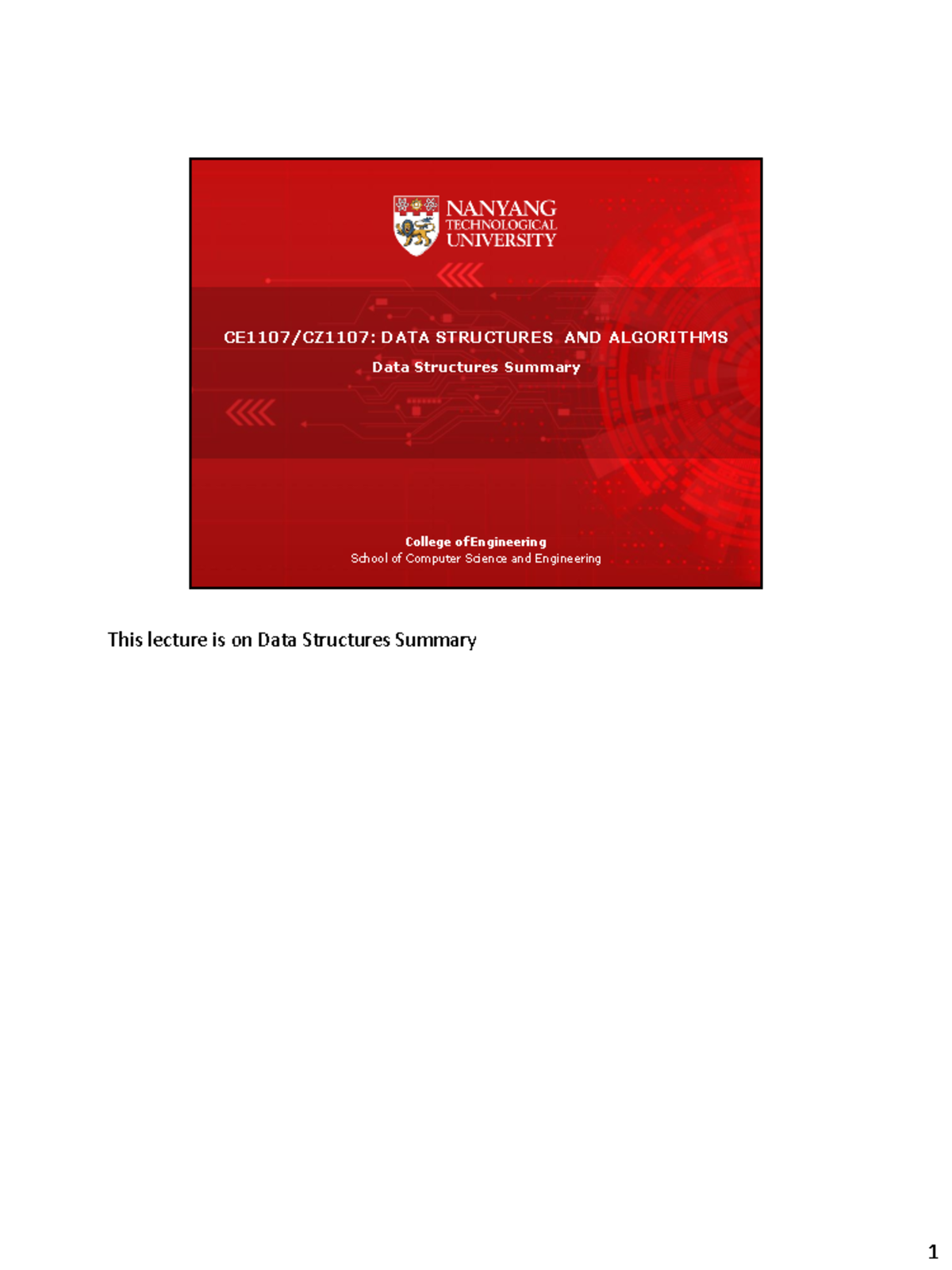 Data Structures Summary with notes - Content Copyright Nanyang ...