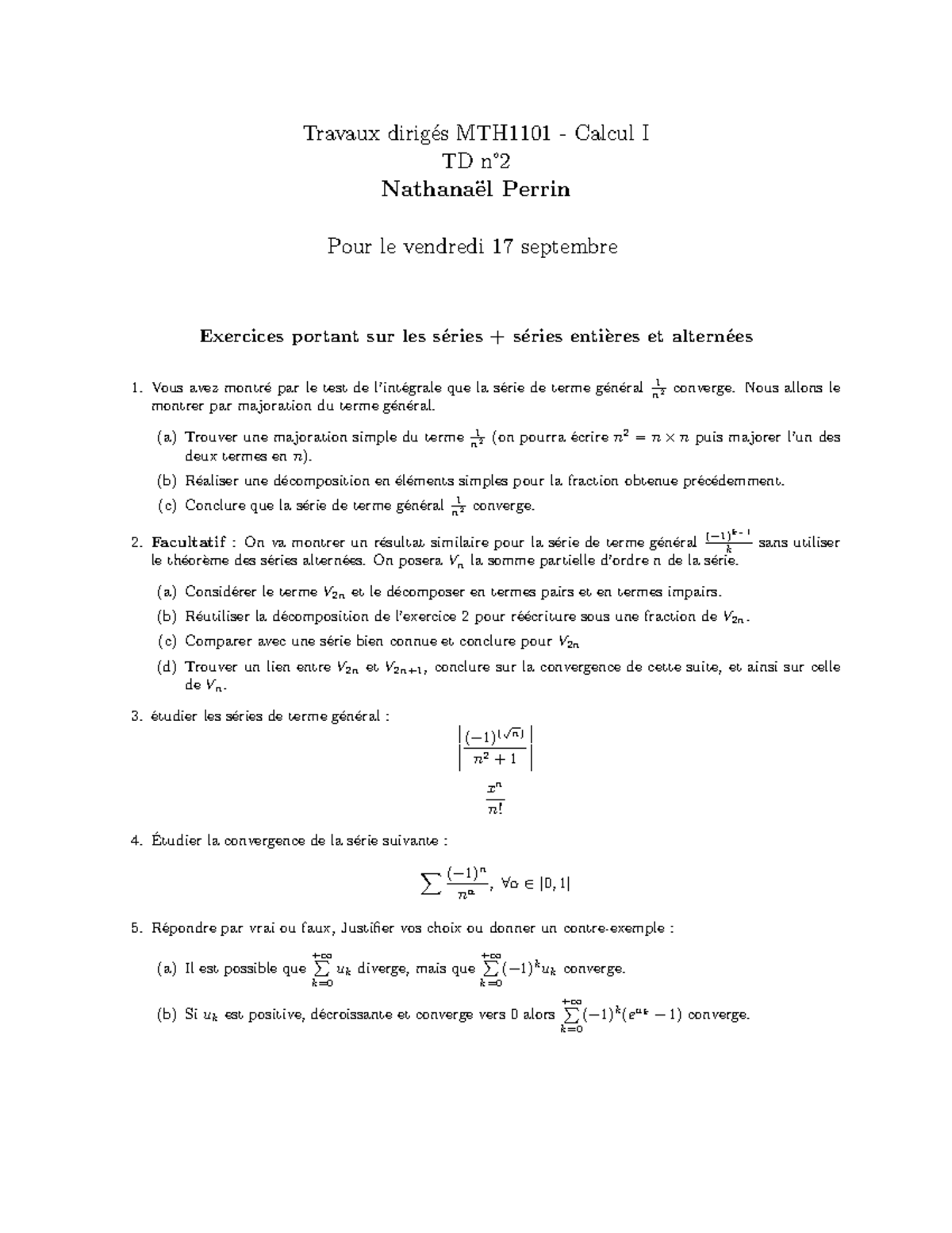 TD2 - TD2 - Travaux dirig ́es MTH1101 - Calcul I TD n° 2 Nathana ̈el ...