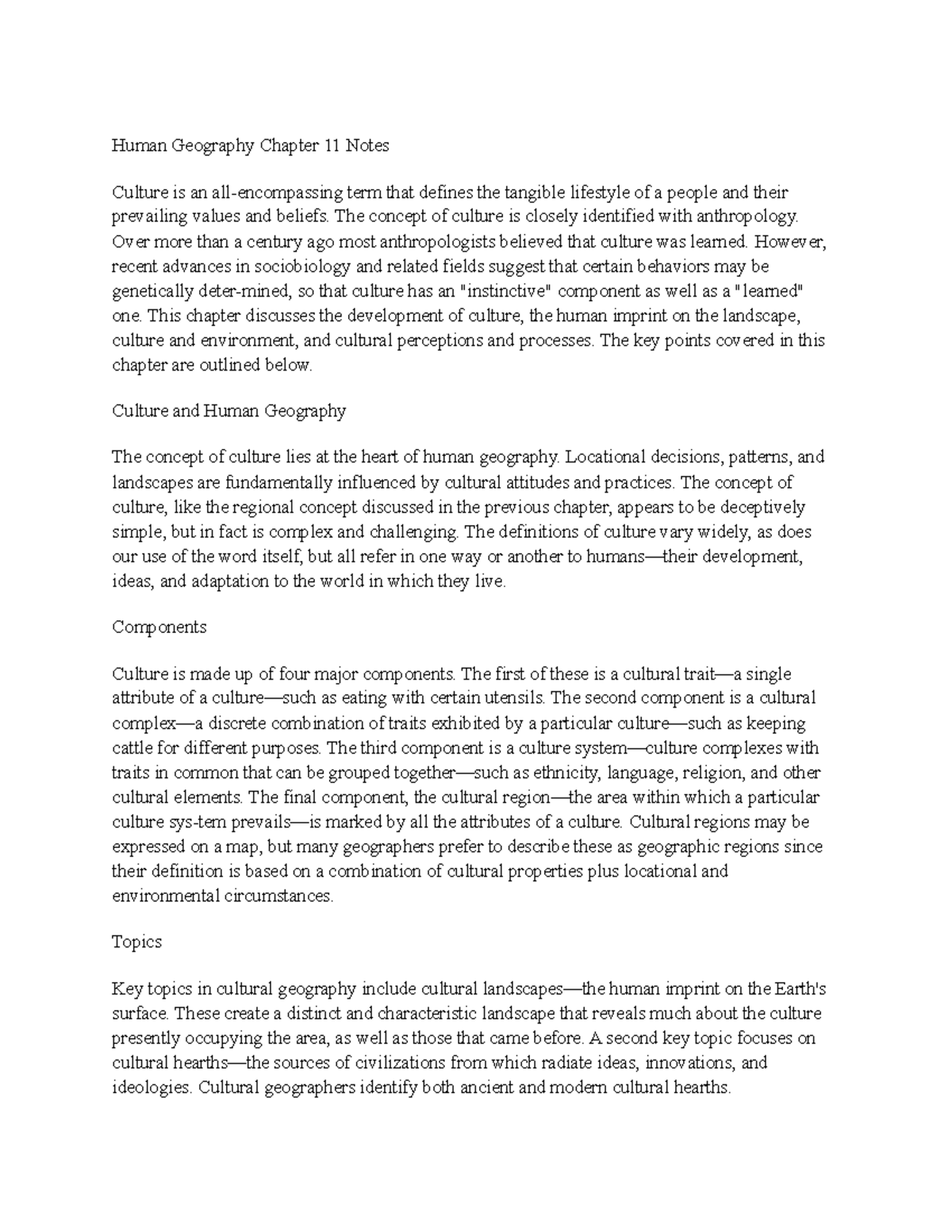Human Geography Chapter 11 Notes - Human Geography Chapter 11 Notes ...