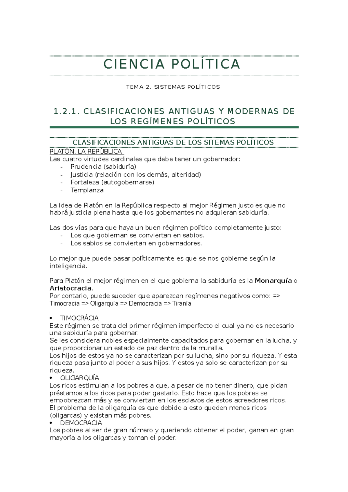 Tema 2. Sistemas Políticos - CIENCIA POLÍTICA TEMA 2. SISTEMAS ...