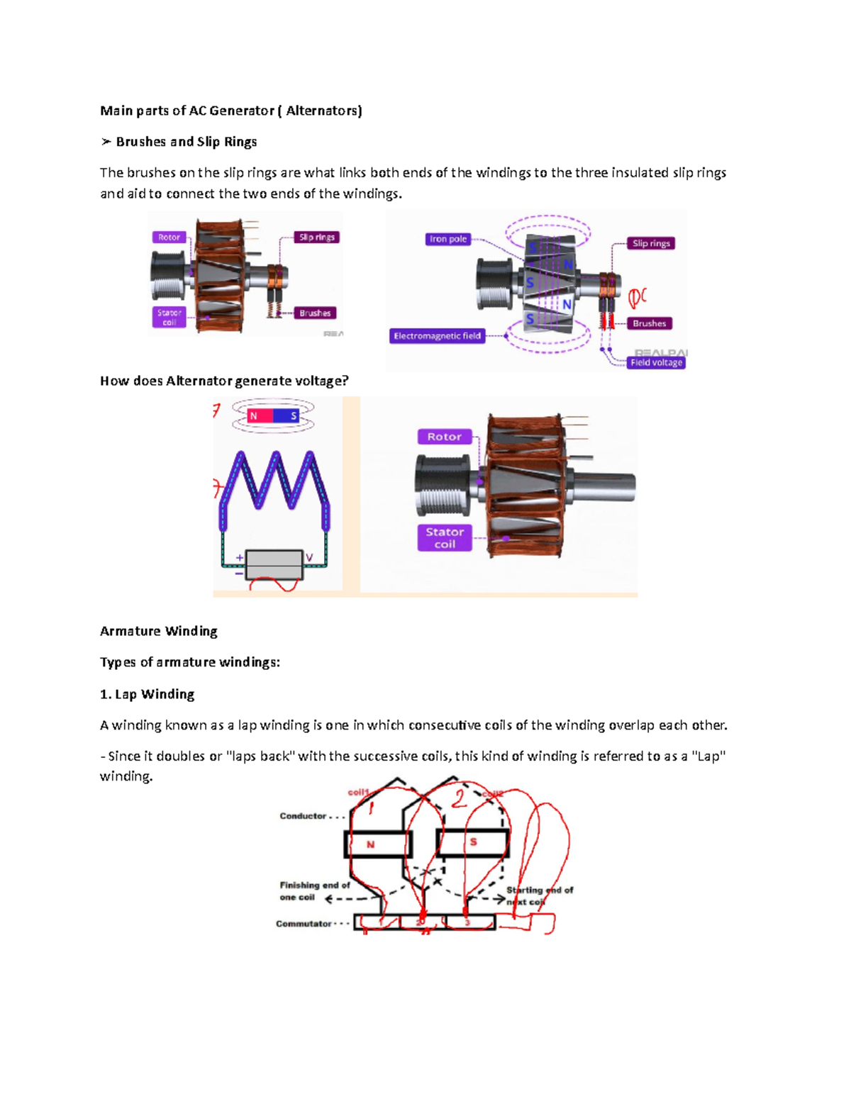 Main parts of AC Generator How does Alternator generate voltage