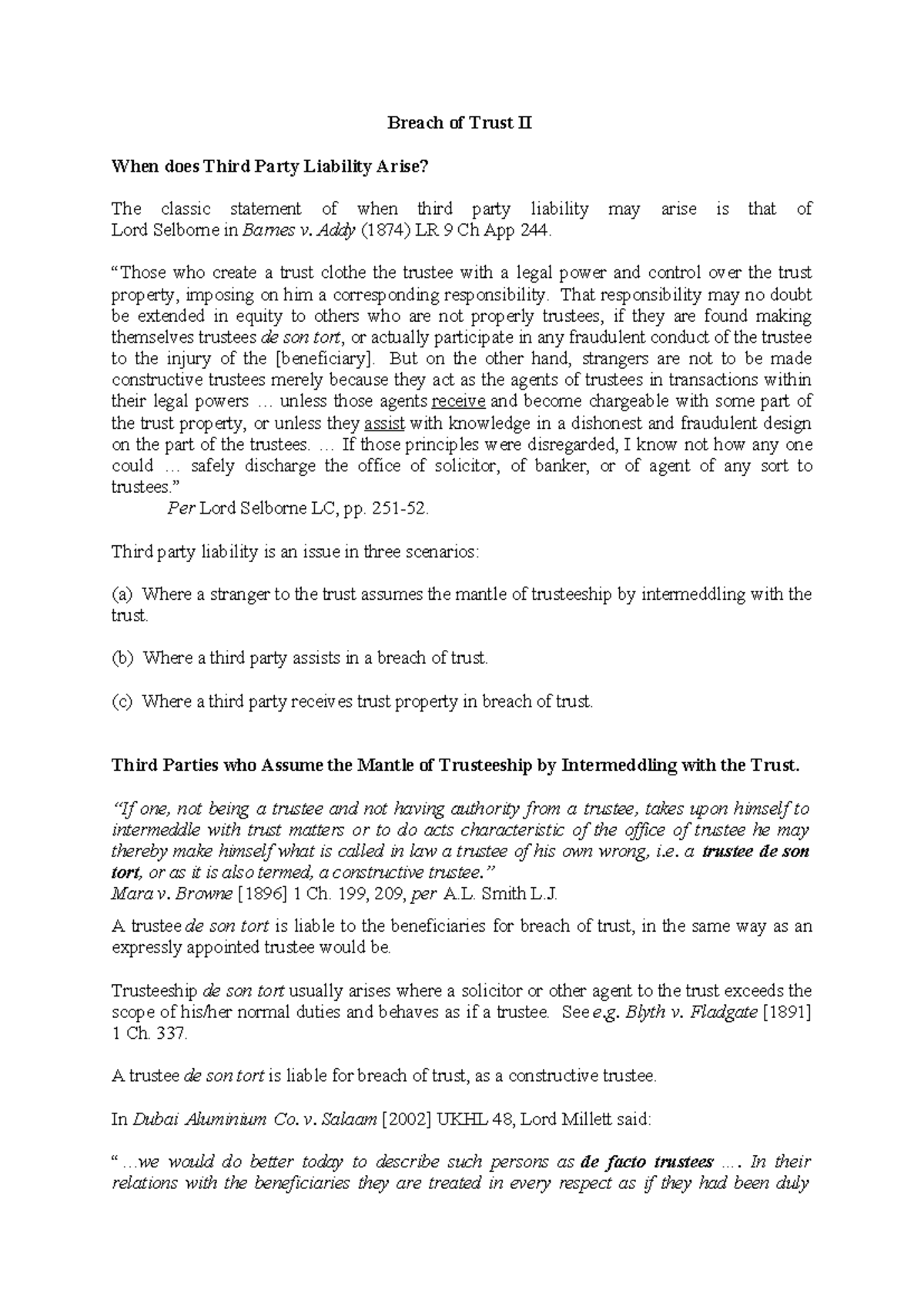 BOT2 - this is on breach - Breach of Trust II When does Third Party ...