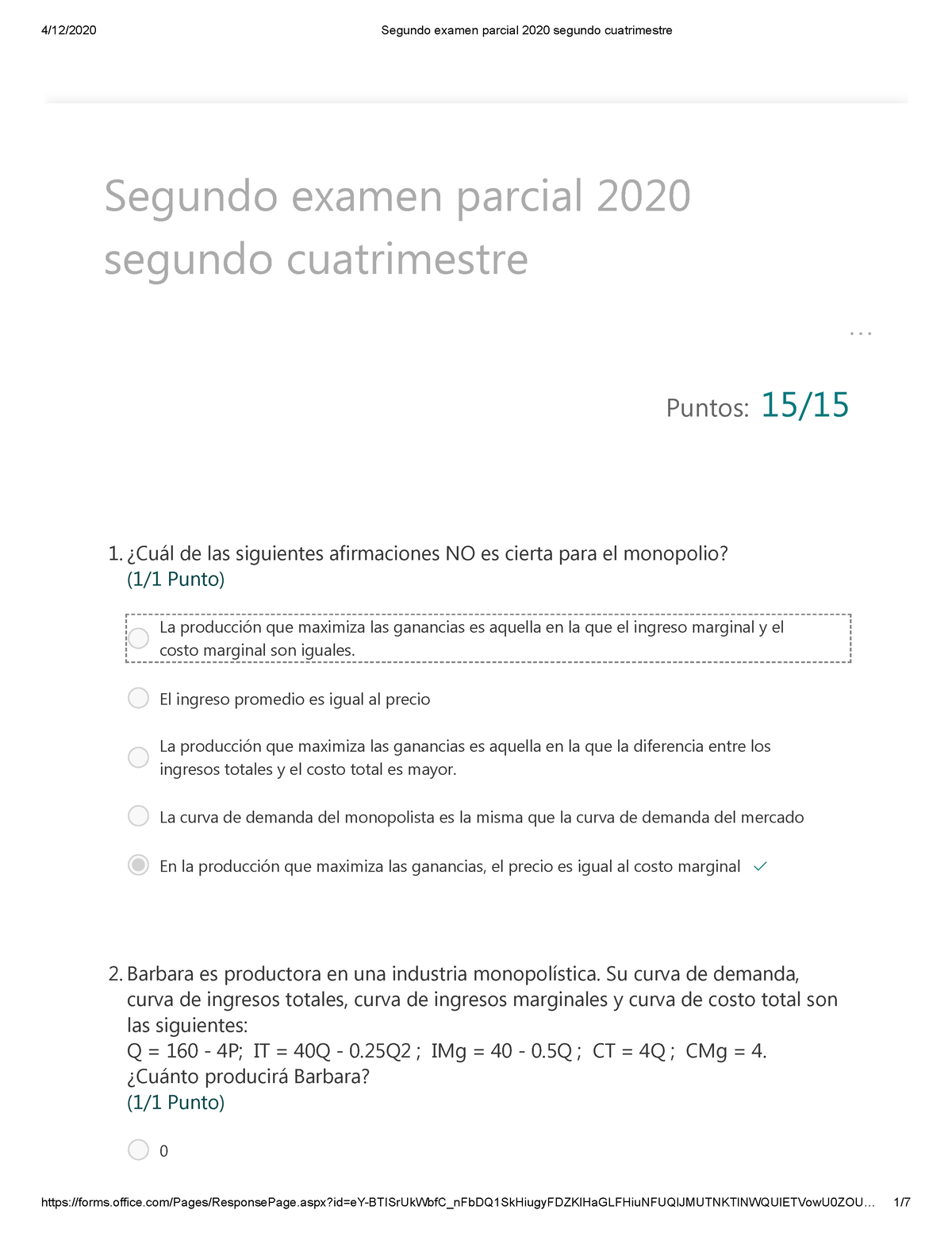 Segundo Parcial - Puntos: 15/ Segundo Examen Parcial 2020 Segundo ...