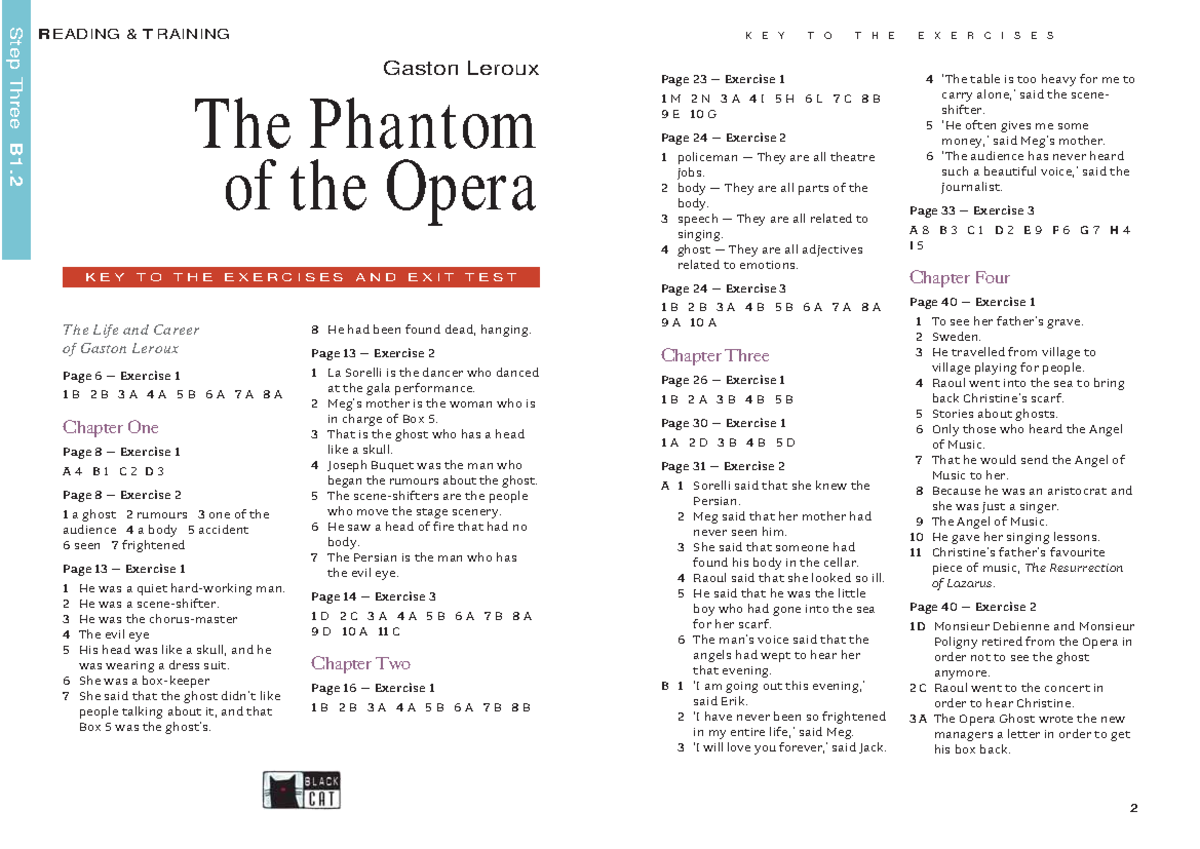 Phantom of the opera anzwer key - 1 Page 23 – Exercise 1 M 2 N 3 A 4 I ...