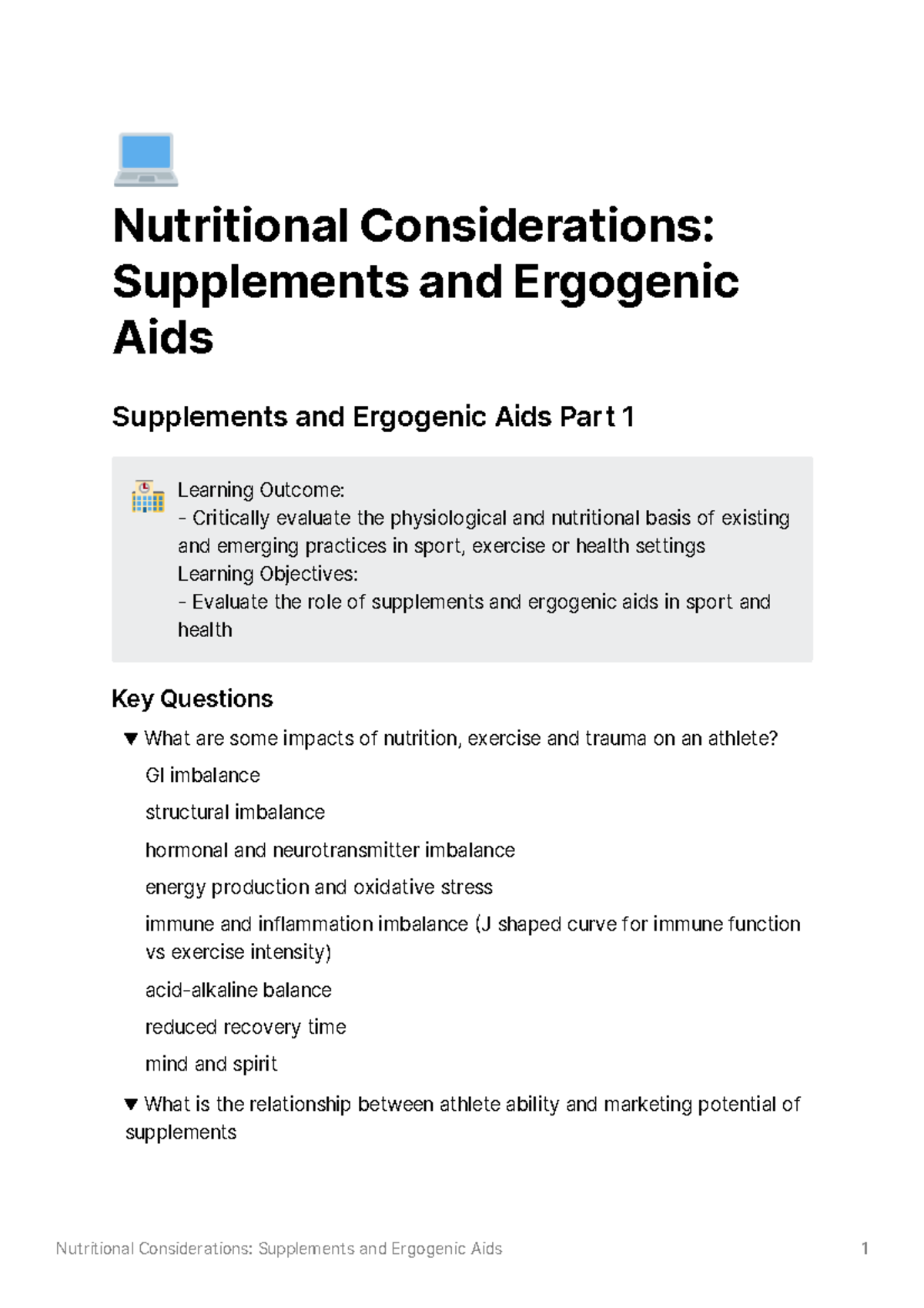 Nutritional Considerations Supplements and Ergogenic Aids wheyԳ What