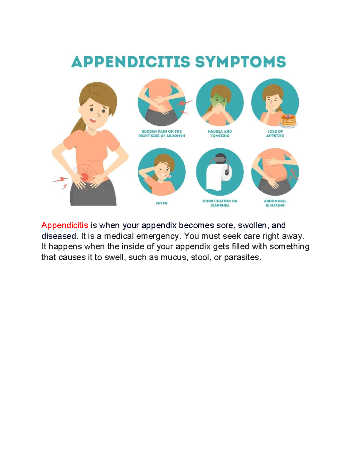 Appendicitis - notes for exams - NURS172 - Appendicitis is when your ...