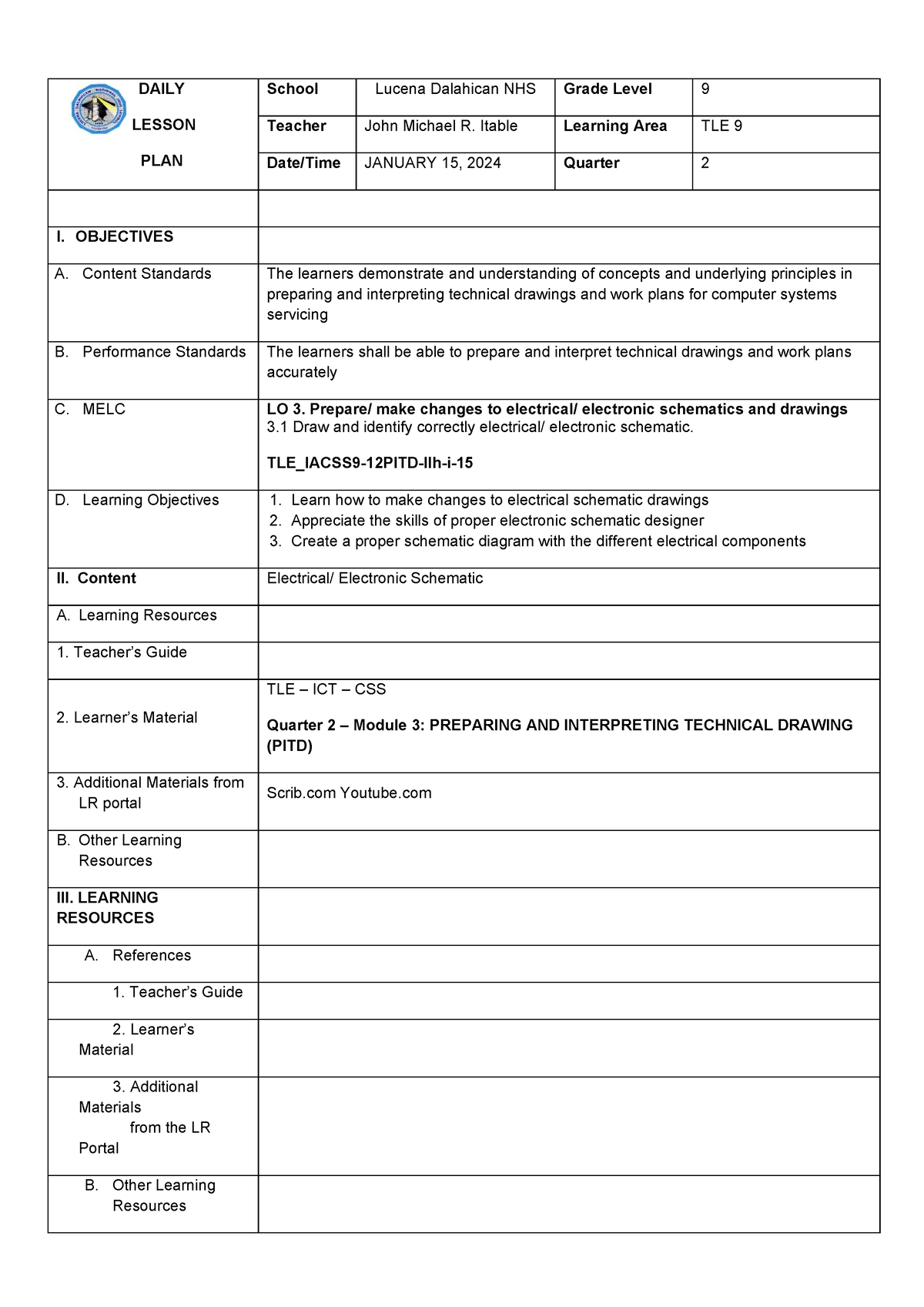 Co2 - casdasd - DAILY LESSON PLAN School Lucena Dalahican NHS Grade ...