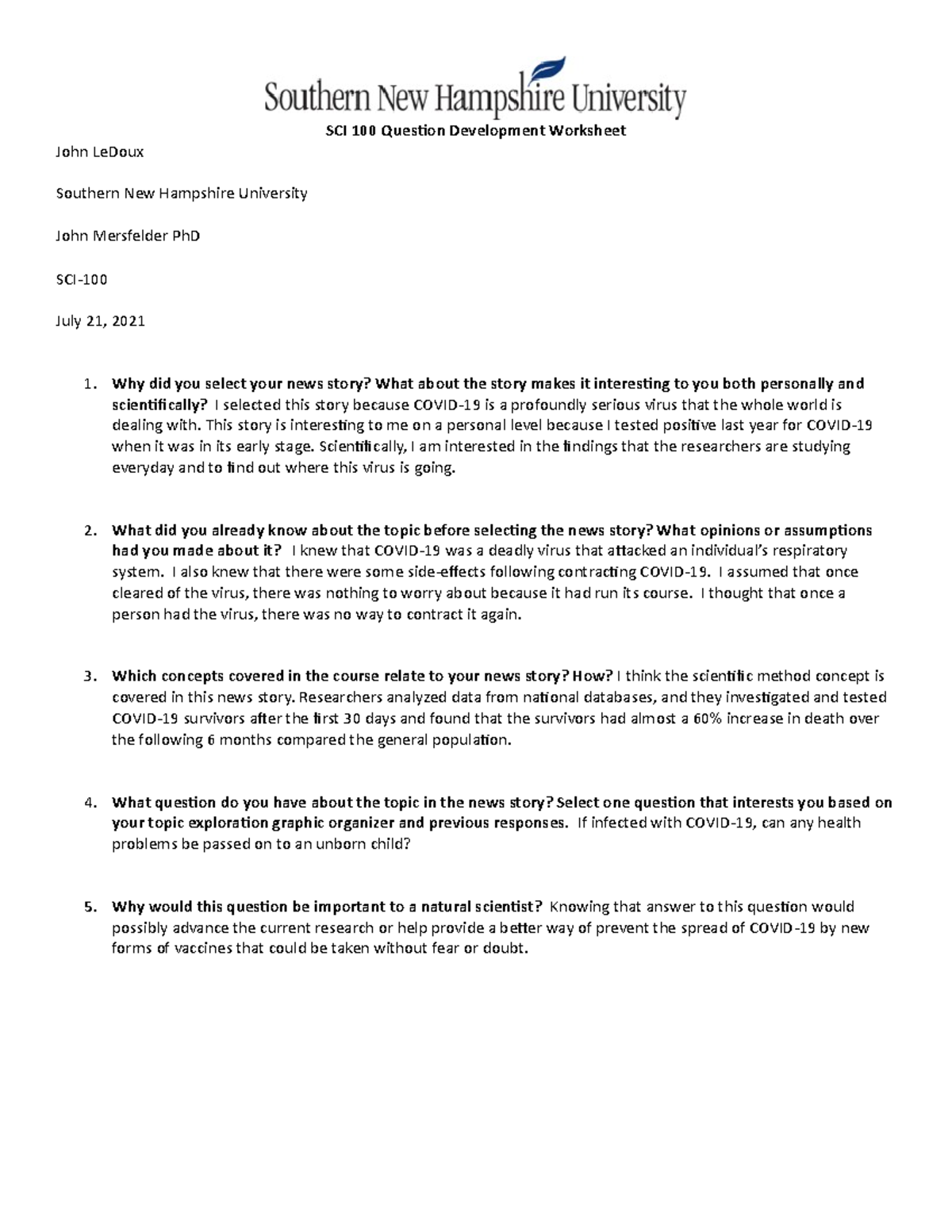 4-4 Question Development Worksheet - SCI 100 Question Development ...