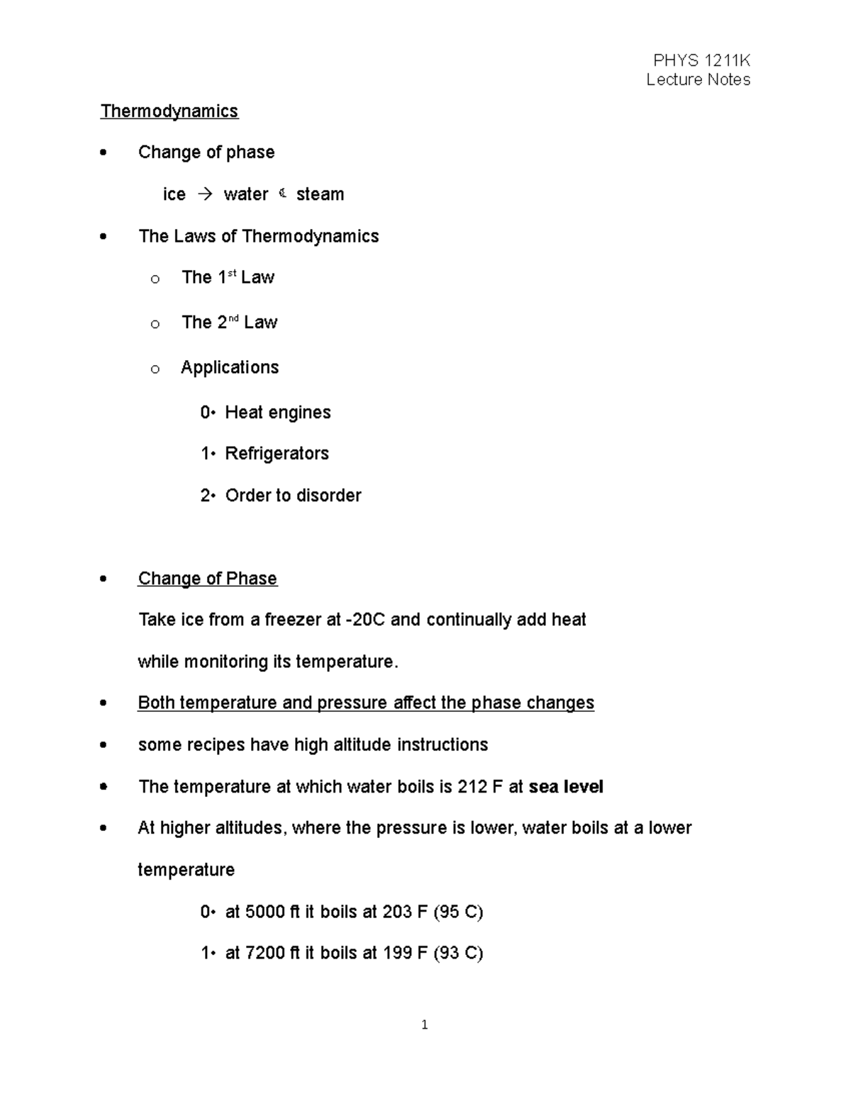 2021 Phys1211k Physics Lecture Notes Thermodynamics 12d Phys 1211k