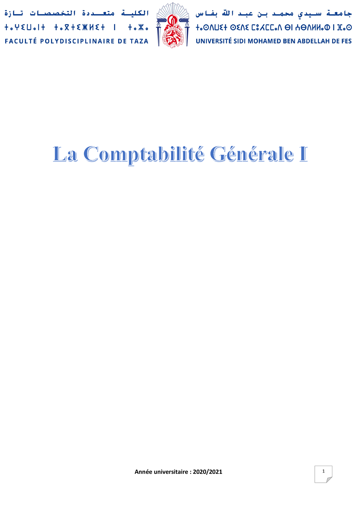 Cours De Comptabilité Générale - Année Universitaire : 2020/2021 Année ...