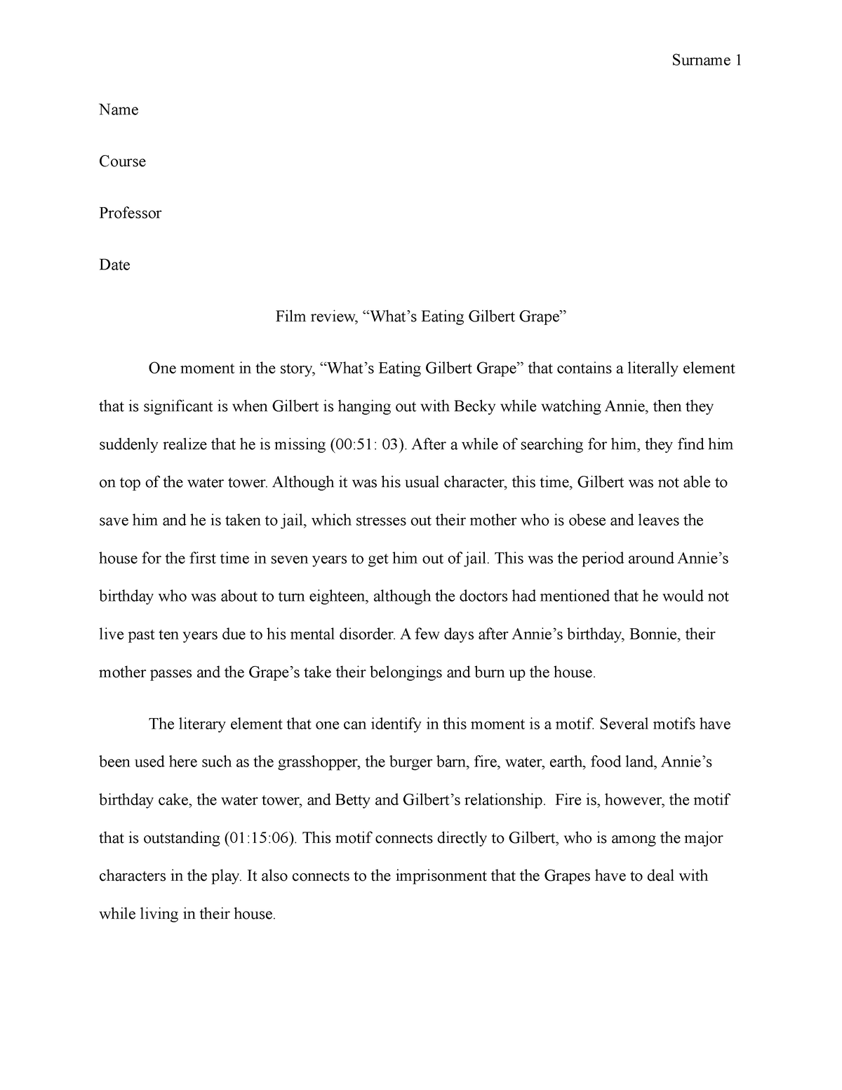 what eating gilbert grape essay introduction