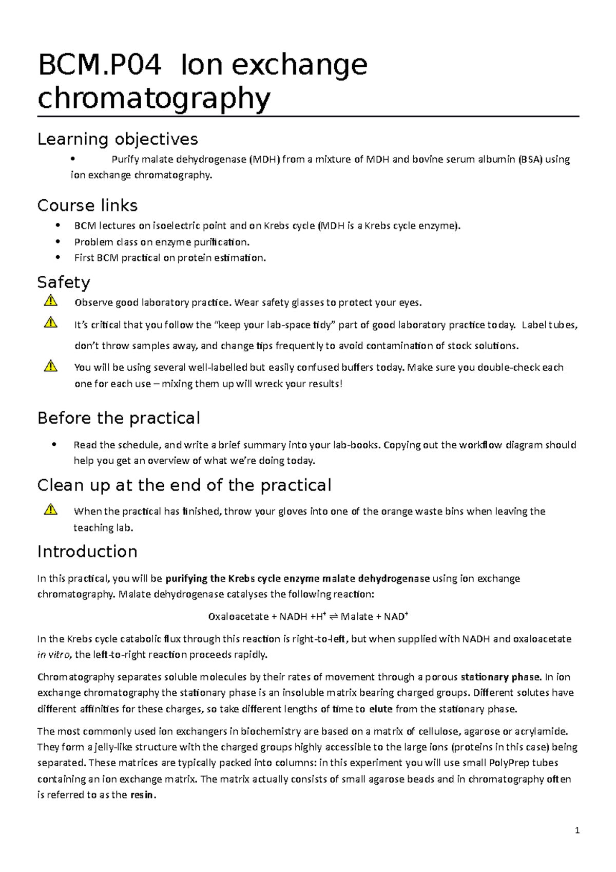 Ion exchange chromatography lab BCM Ion exchange chromatography