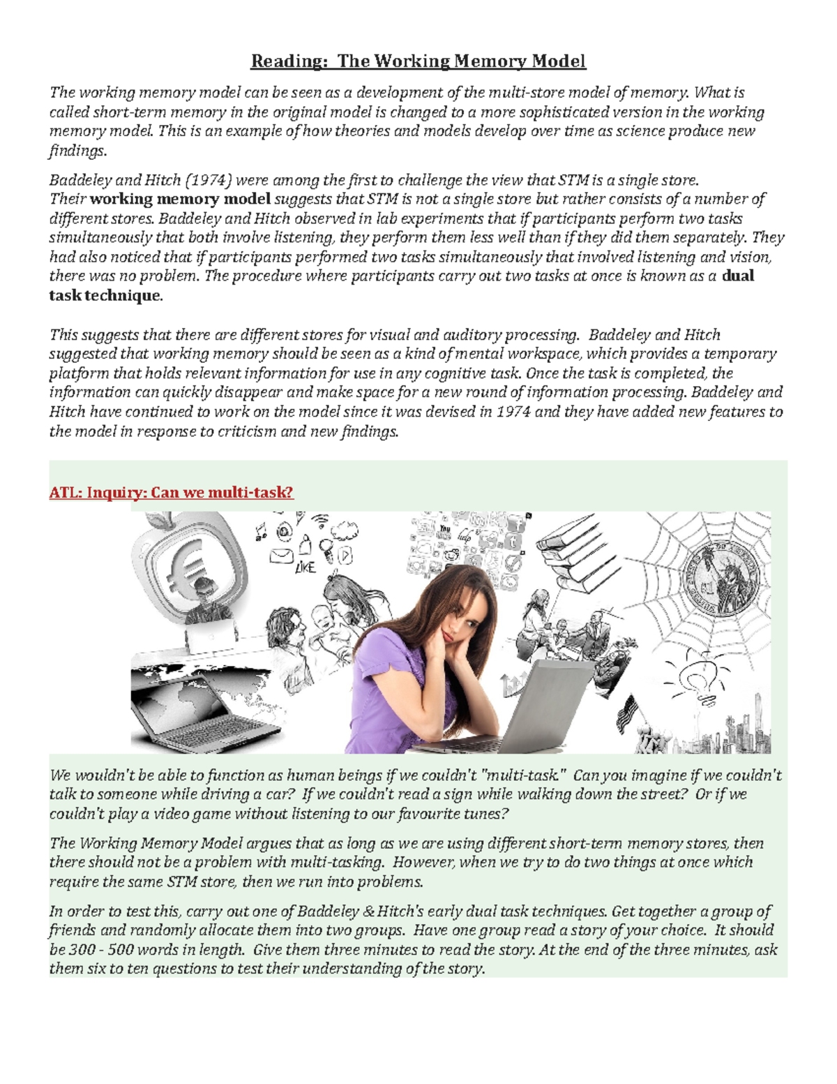 the-working-memory-model-aqa-psychology-as-level-teaching-resources