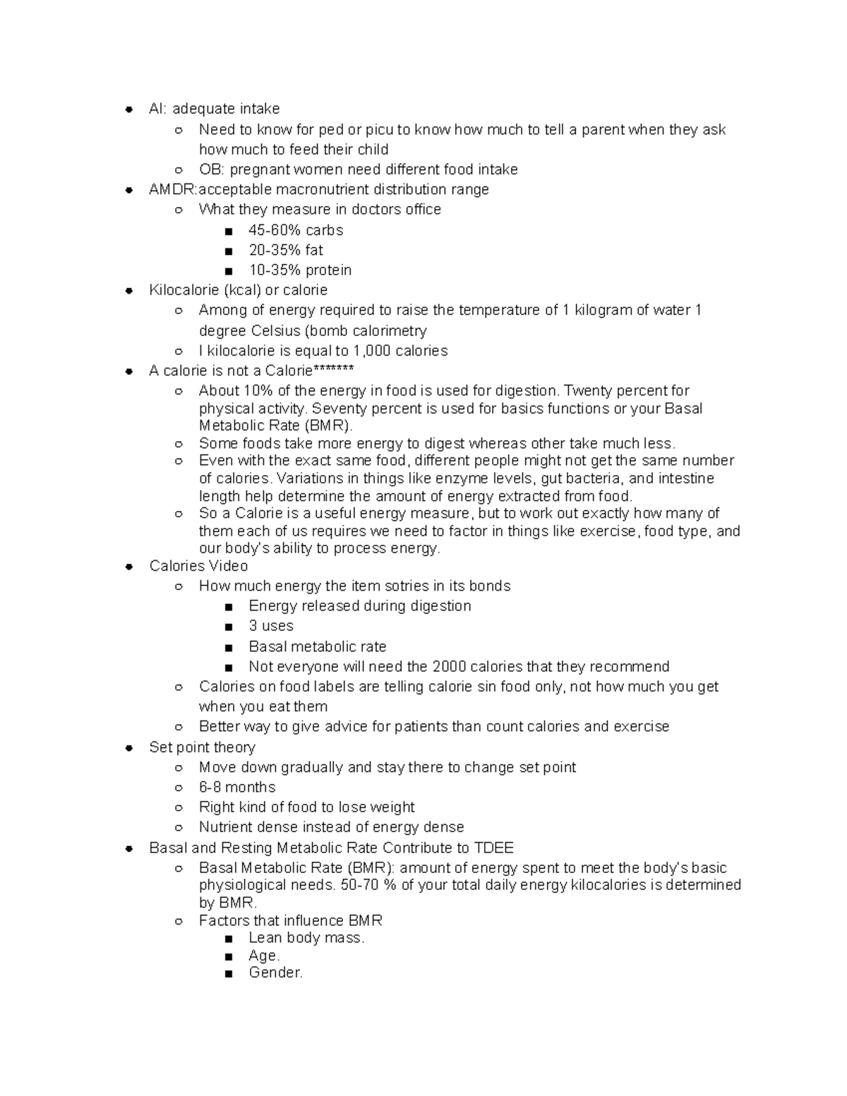 AI adequate intake AI adequate intake Need to know for ped or picu