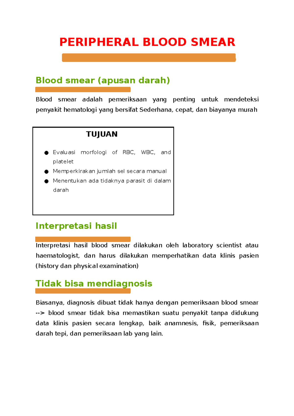 Peripheral Blood Smear - PERIPHERAL BLOOD SMEAR Blood smear (apusan ...