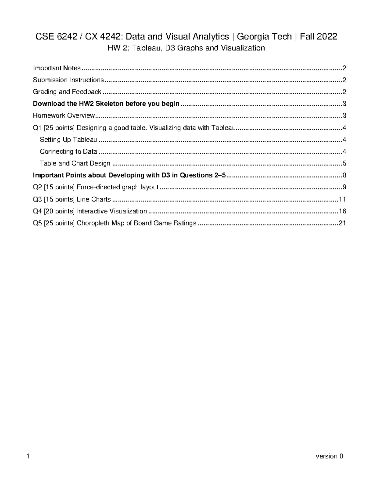 Hw2 Instruction - HW 2: Tableau, D3 Graphs And Visualization CSE 6242 ...