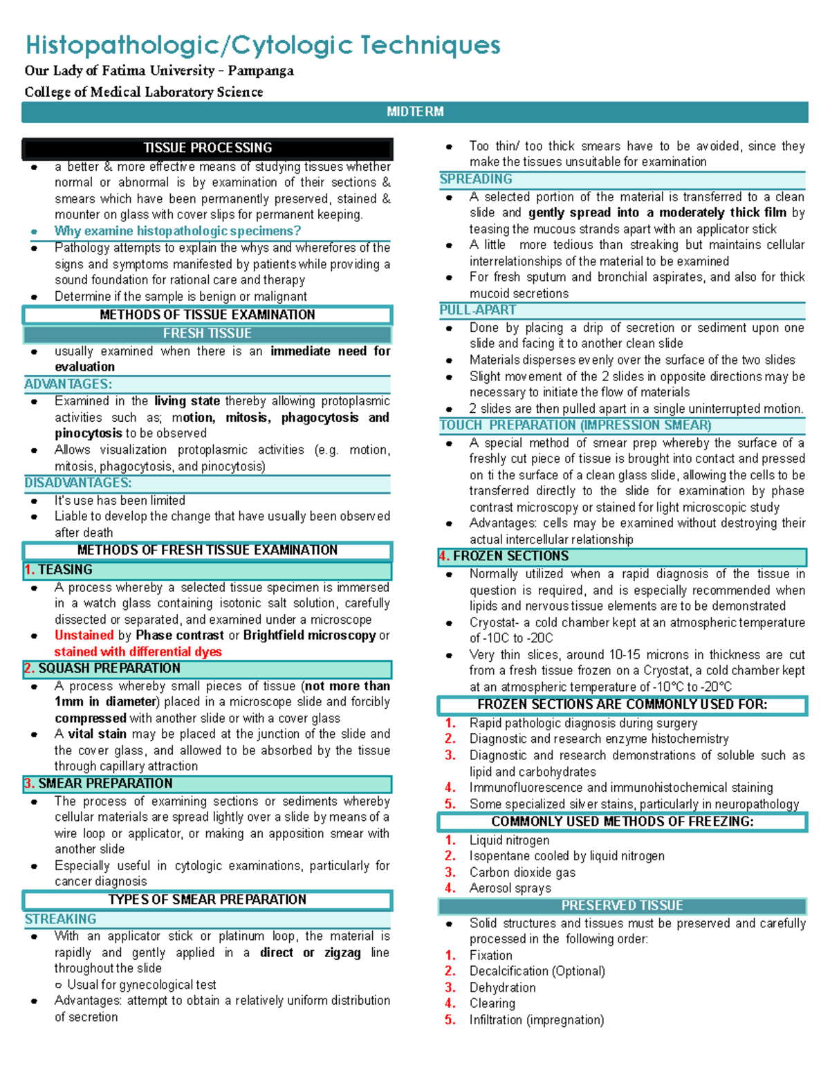 Hpct- Midterm-lec - Lec Notes - Histopathologic Cytologic Techniques 