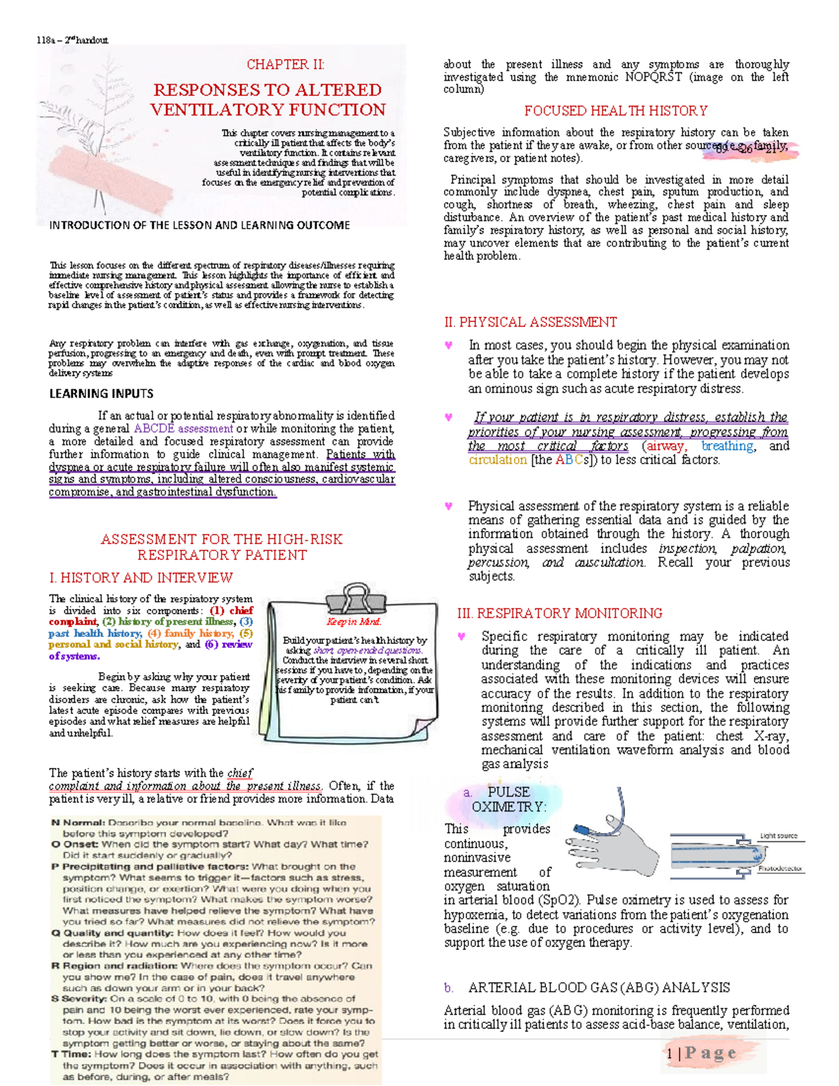 Chapter 2 Responses to Altered Ventilatory Function 118a 2nd