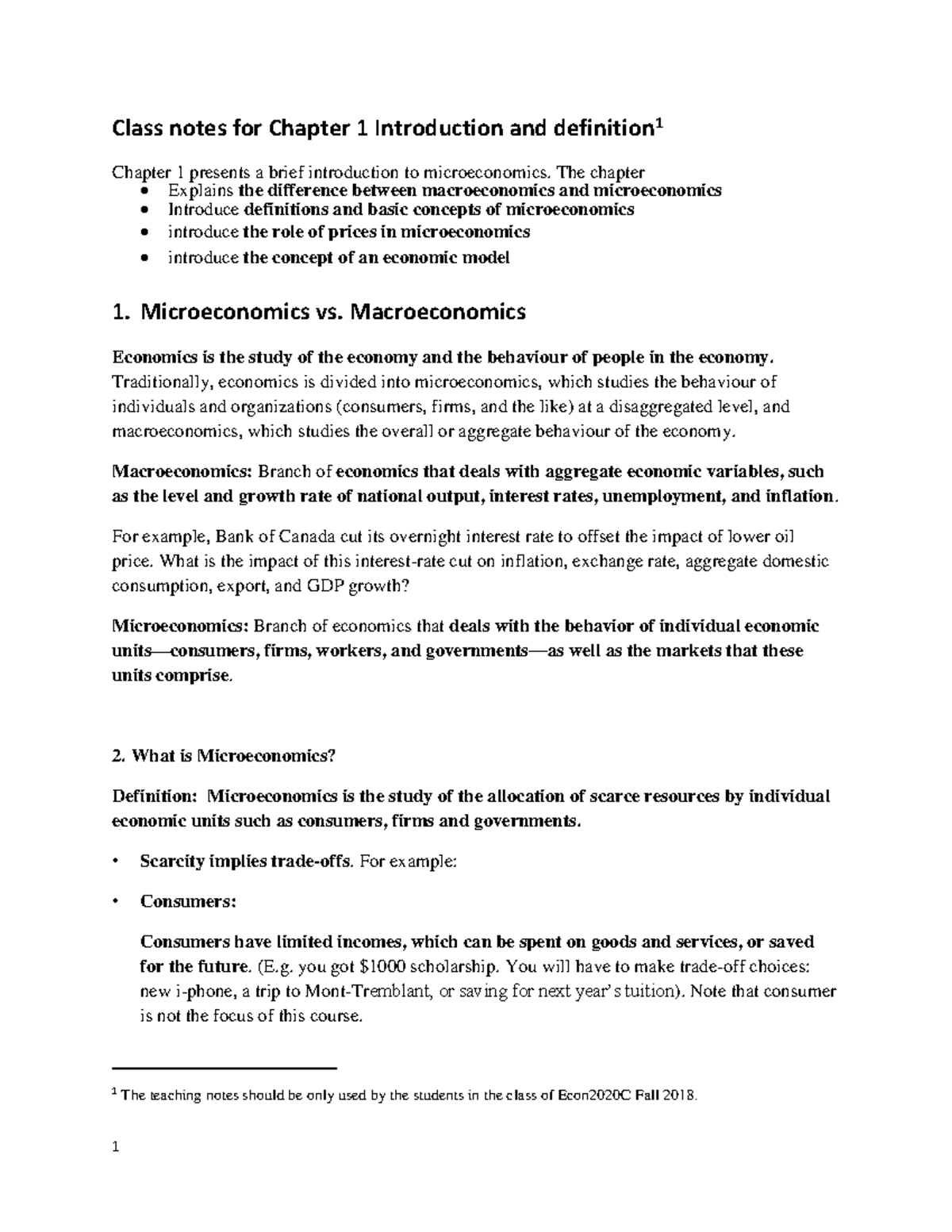 Chapters 1 and 6 notes - Class notes for Chapter 1 Introduction and ...