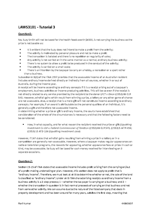 Cases And Tables - Summary Income Tax Law - FCT V Cooke And Sherden ...