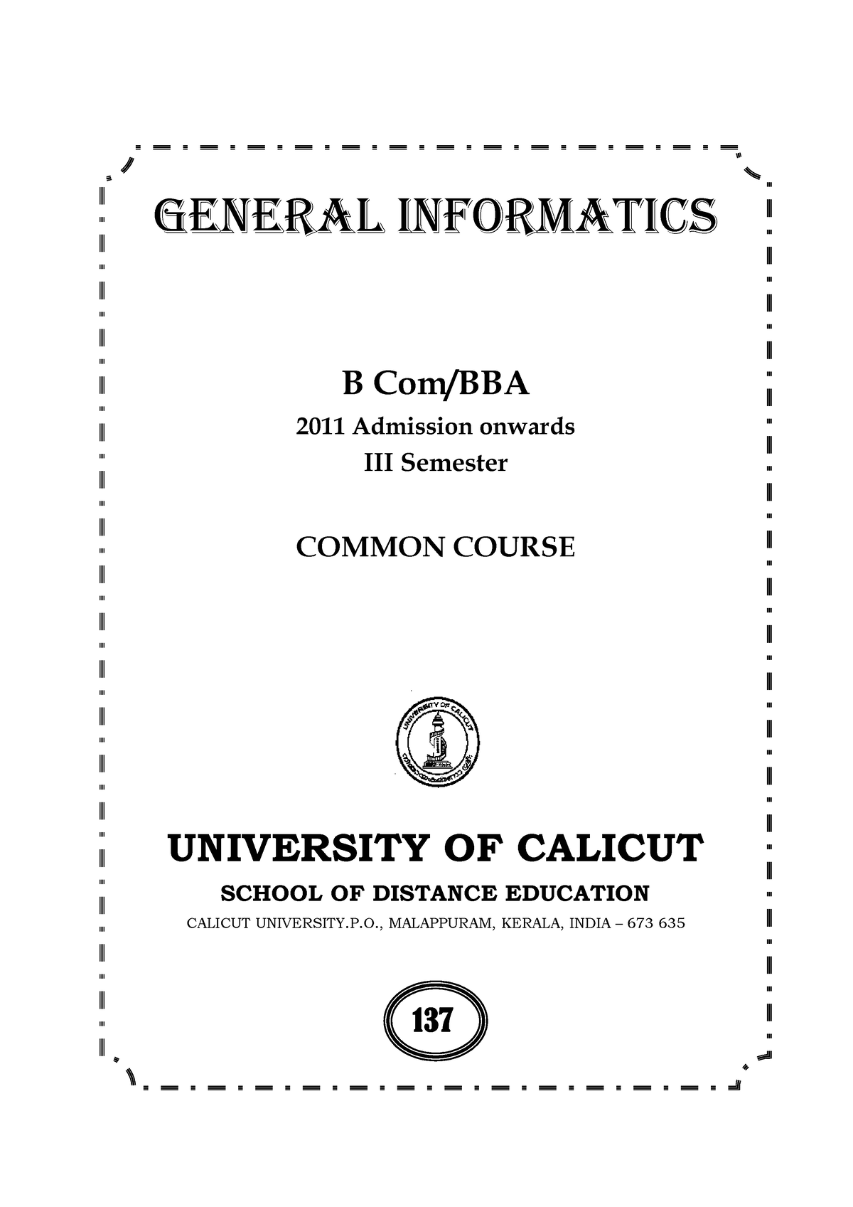 General Informatics III Sem Bcom BBA On04sept2015 8 - GENERAL ...