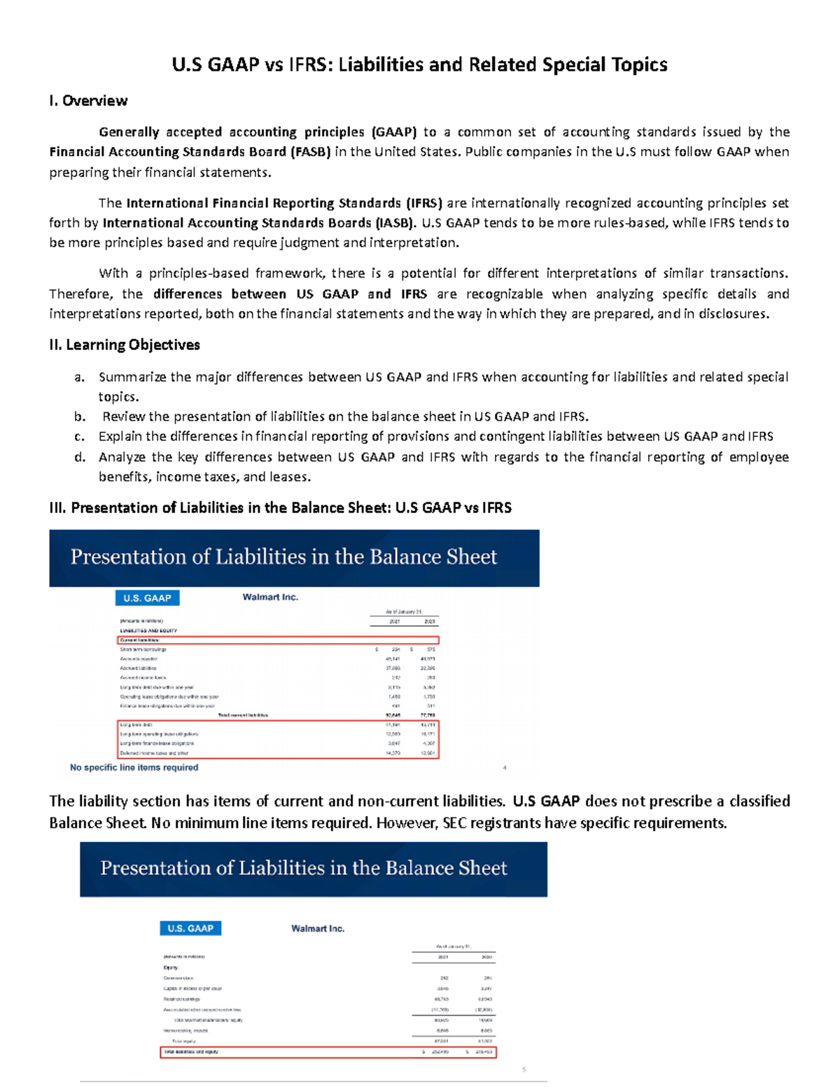 US GAAP vs IFRS Liabilities and Special Topics U GAAP vs IFRS Liabilities and Related