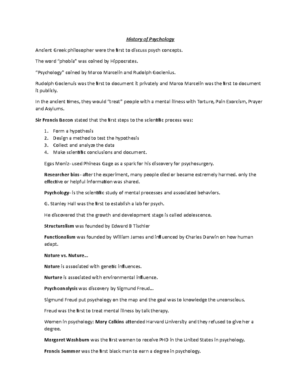 Psych History Notes - History of Psychology Ancient Greek philosopher ...