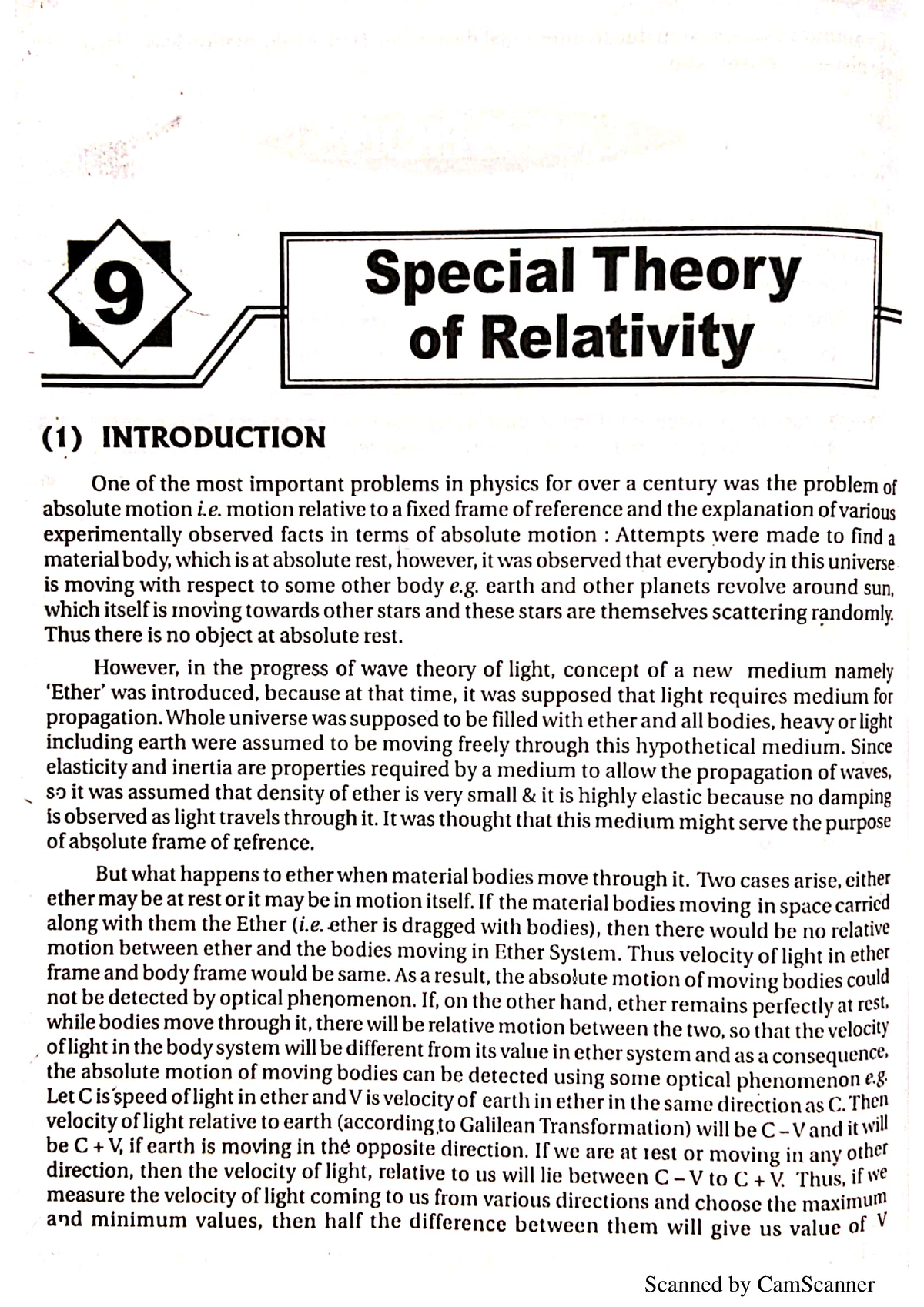 CH 9 - Special Theory OF Relativity - Physics/Chemistry - Studocu