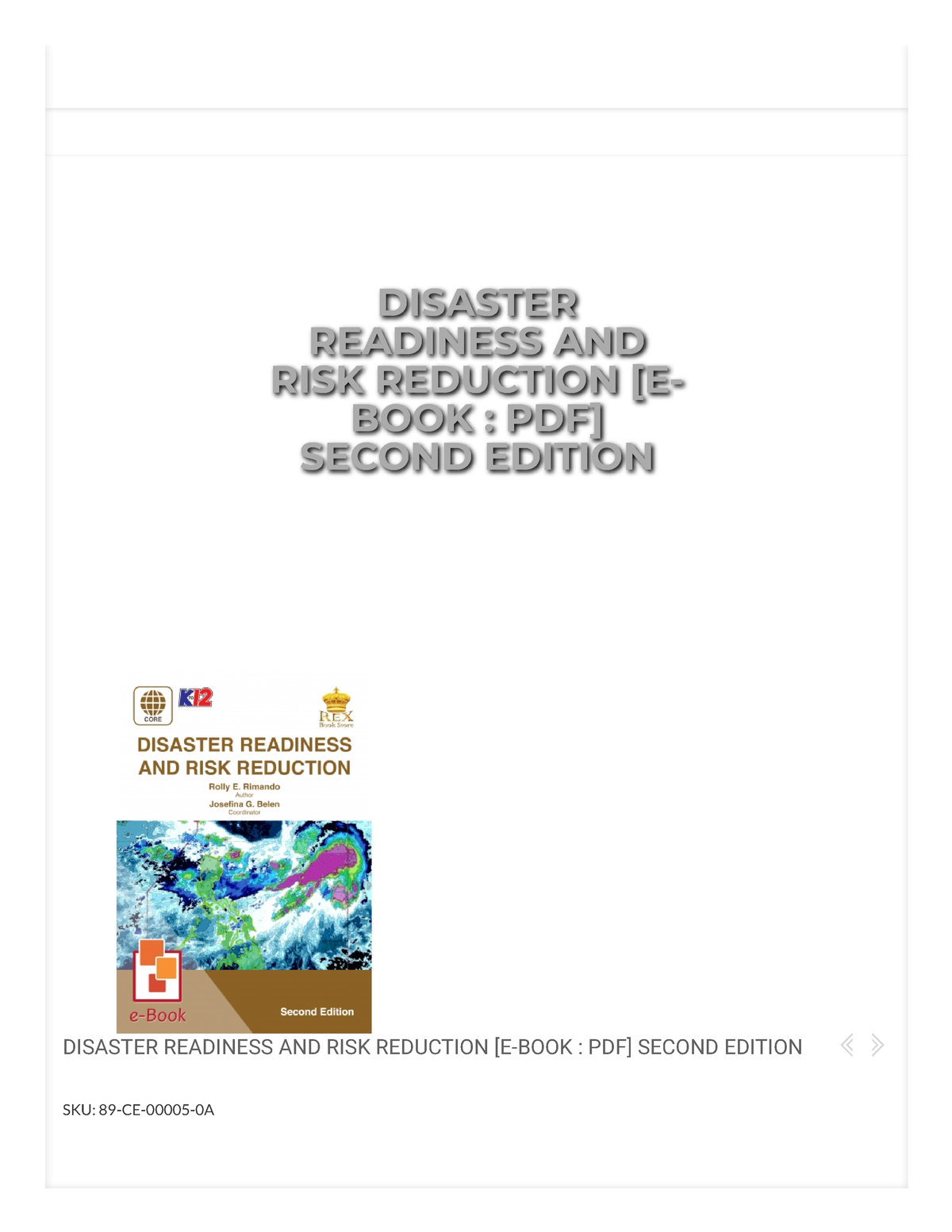 Disaster Readiness And Risk Reduction E-Book Rex Book Store Inc ...