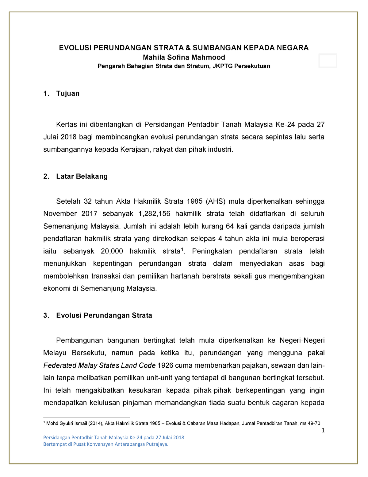 Kertas 1 Evolusi Perundangan Strata Sumbangan Kepada Negara - 1 