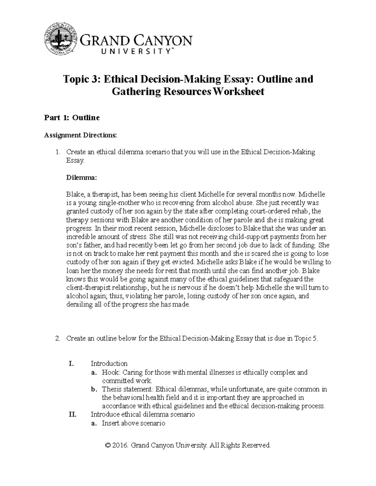 ethical decision making essay outline and gathering resources worksheet