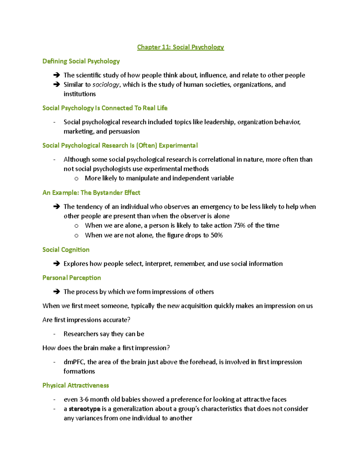 Social Psychology- Psych - Chapter 11: Social Psychology Defining ...