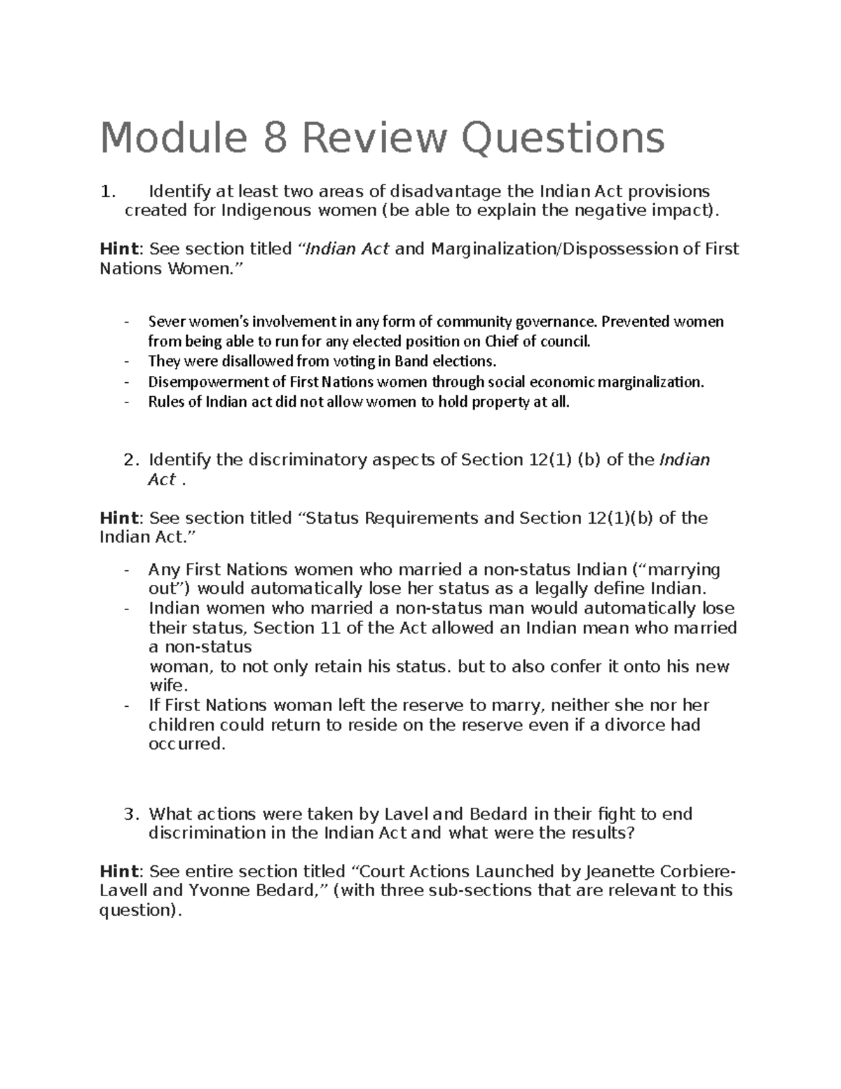 Module 8 Review Questions Module 8 Review Questions Identify at least